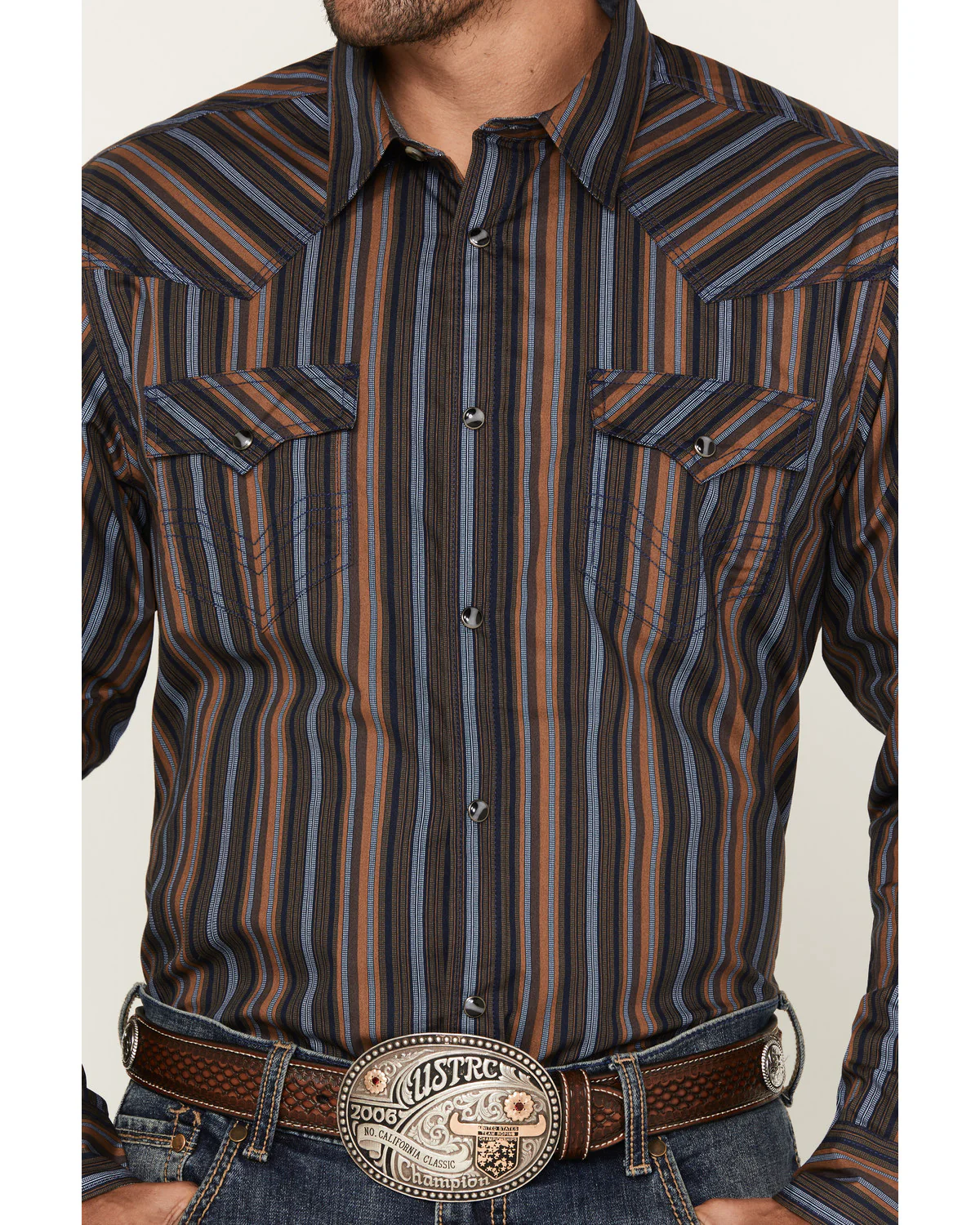Cody James Men's Finals Day Striped Long Sleeve Western Snap Shirt - Image 3