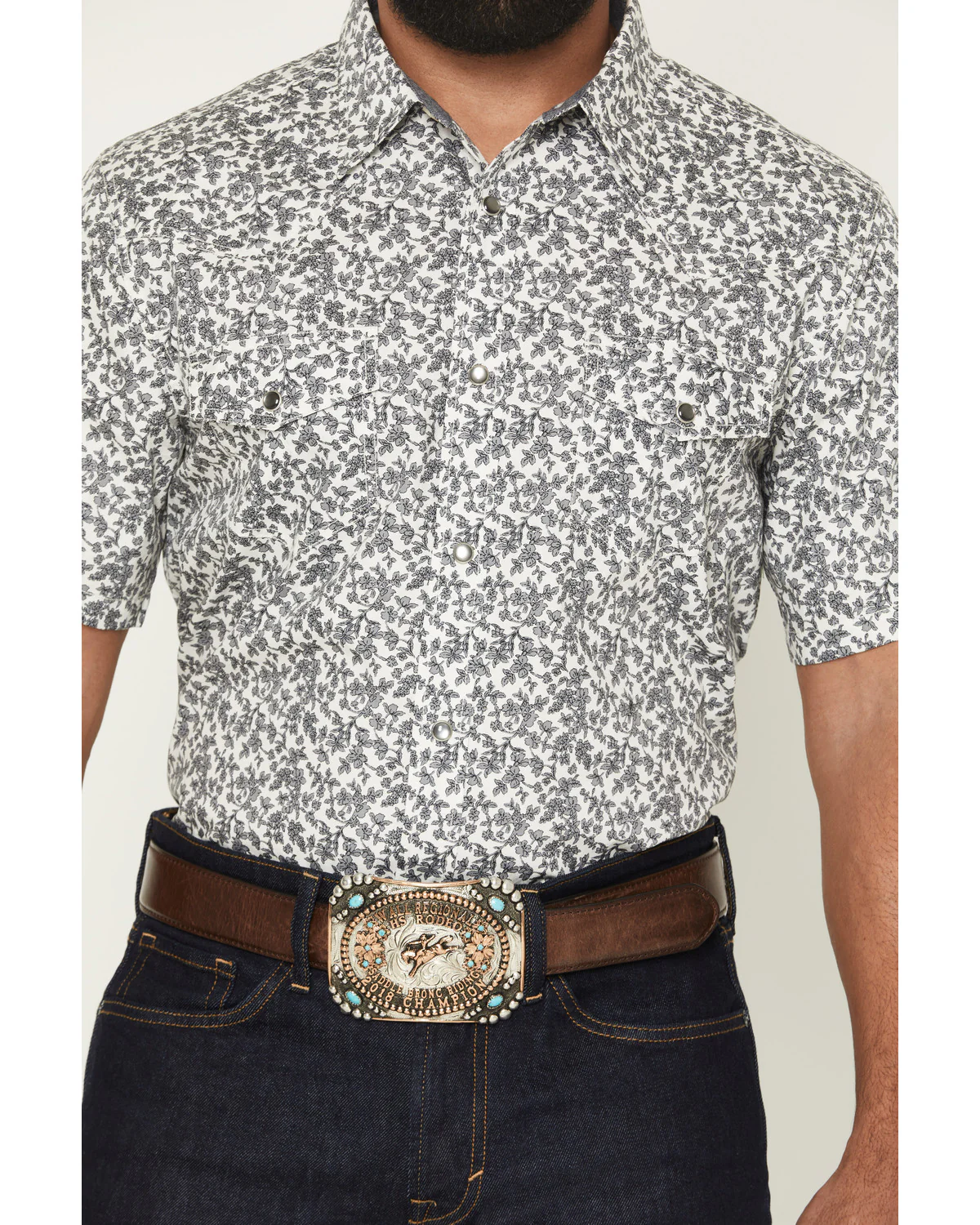 Cody James Men's Flynn Floral Print Short Sleeve Snap Western Shirt - Image 3