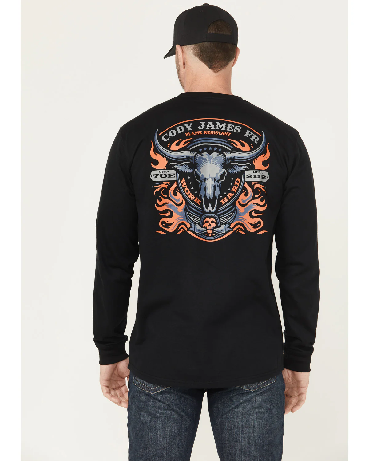 Cody James Men's FR Bull Long Sleeve Graphic Work T-Shirt
