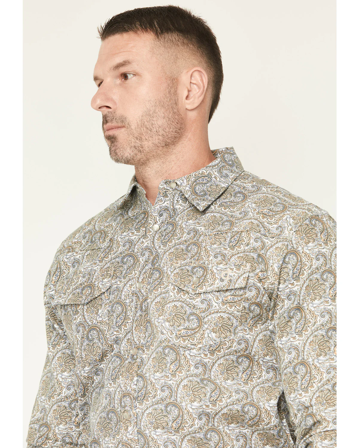 Cody James Men's FR Paisley Print Long Sleeve Snap Work Shirt - Image 3