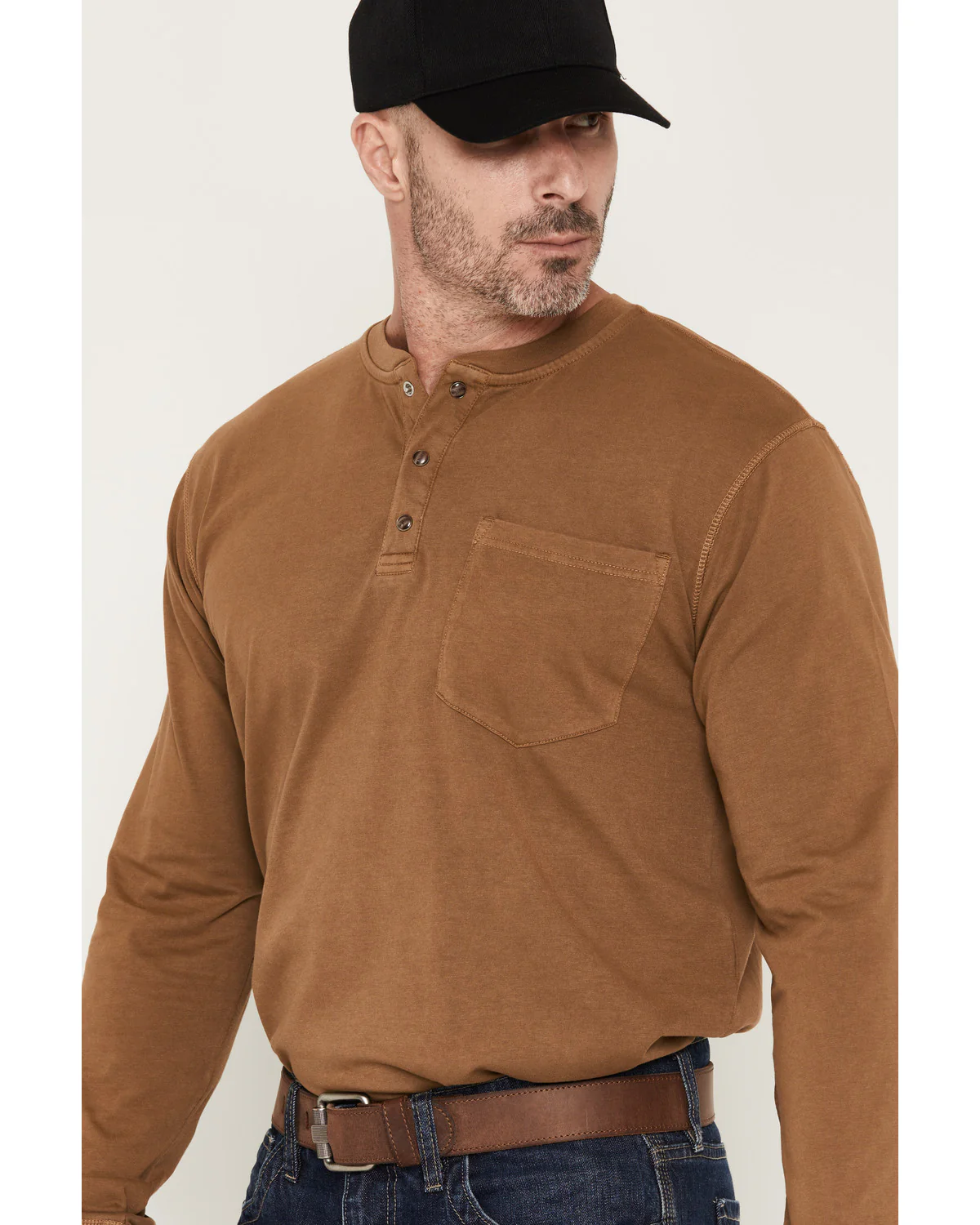 Cody James Men's FR Roughneck Solid Long Sleeve Snap Henley Work Shirt - Image 2