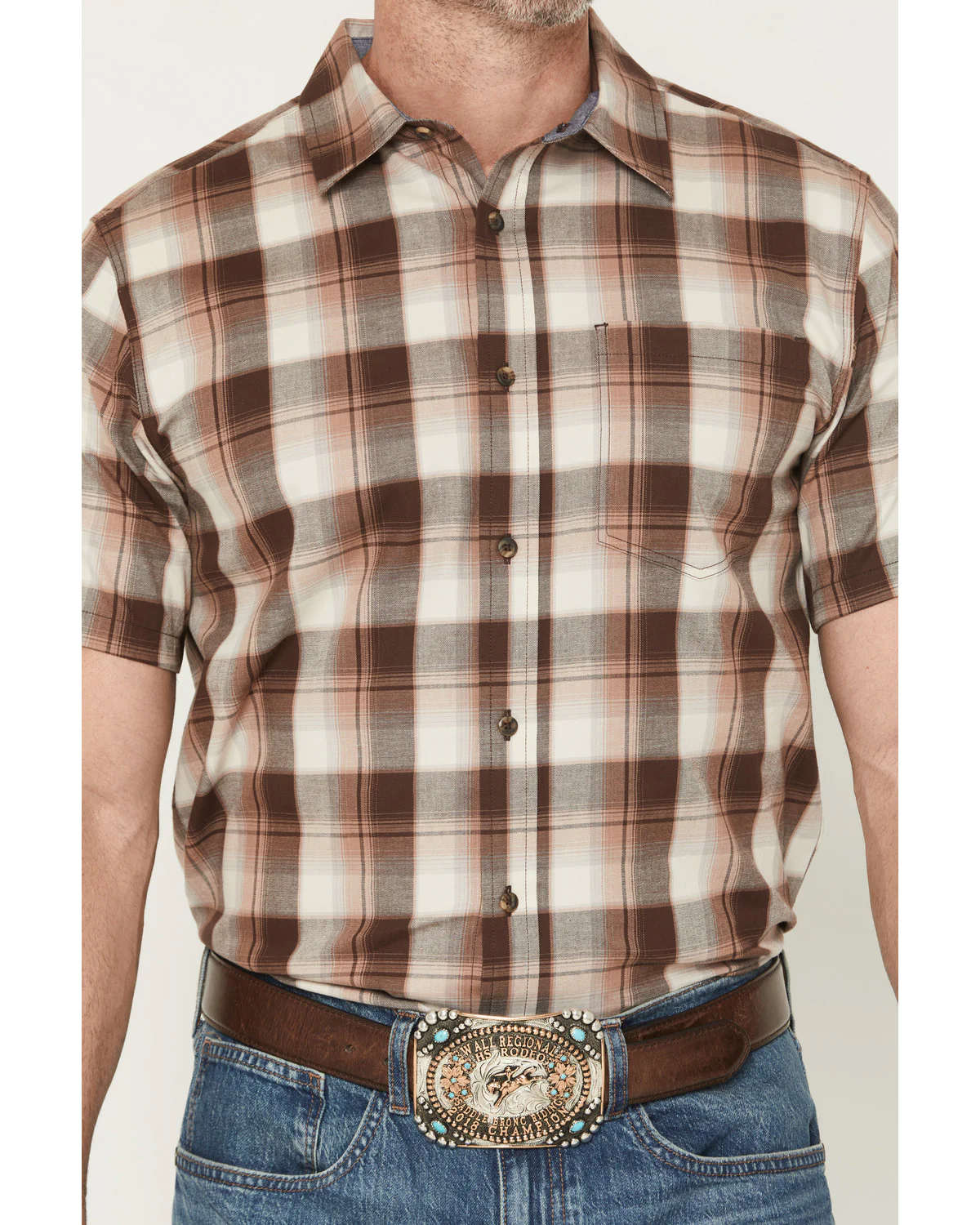 Cody James Men's Frosty Creek Plaid Print Short Sleeve Button-Down Stretch Western Shirt - Image 3