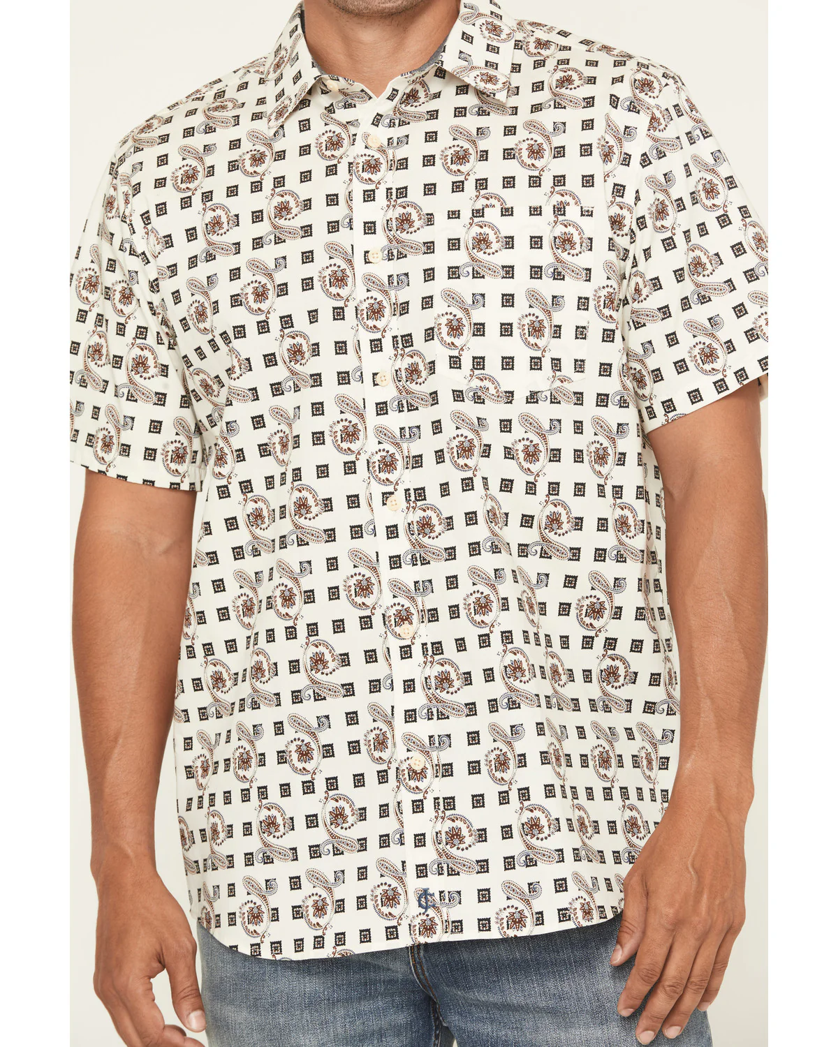 Cody James Men's Geo Paisley Print Short Sleeve Button-Down Stretch Western Shirt - Image 3