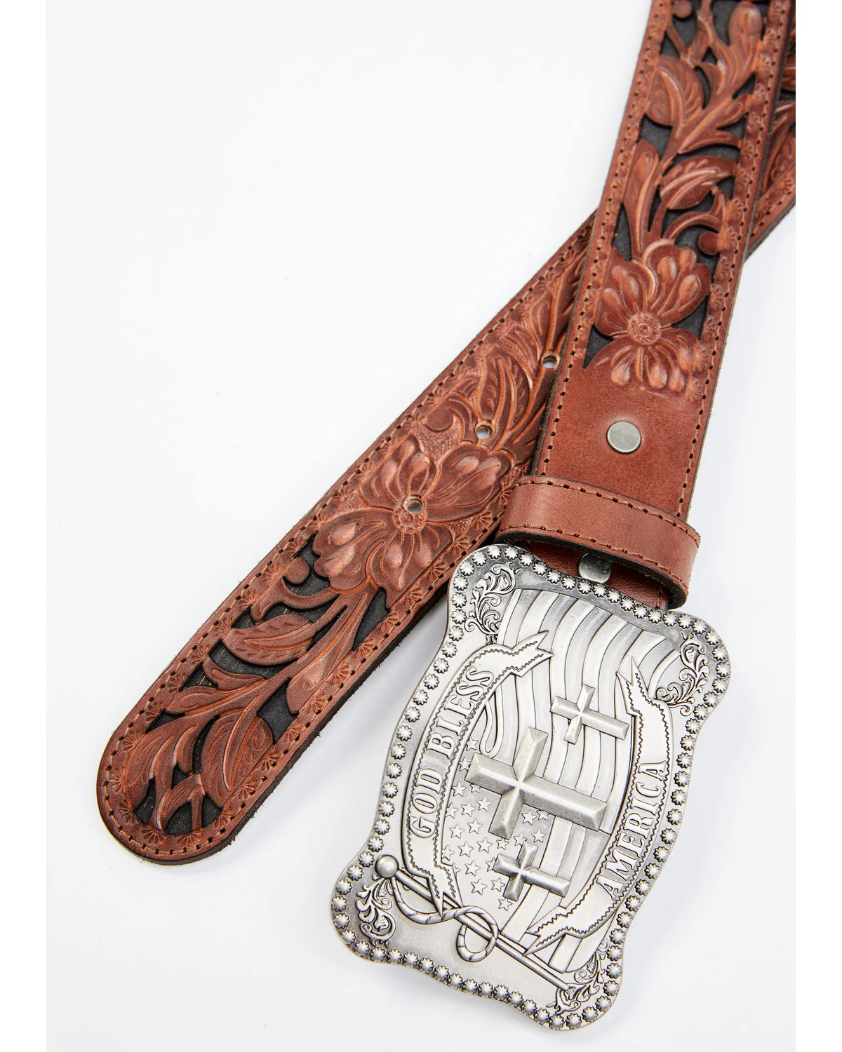 Cody James Men's God Bless America Cross Buckle Leather Belt - Image 2