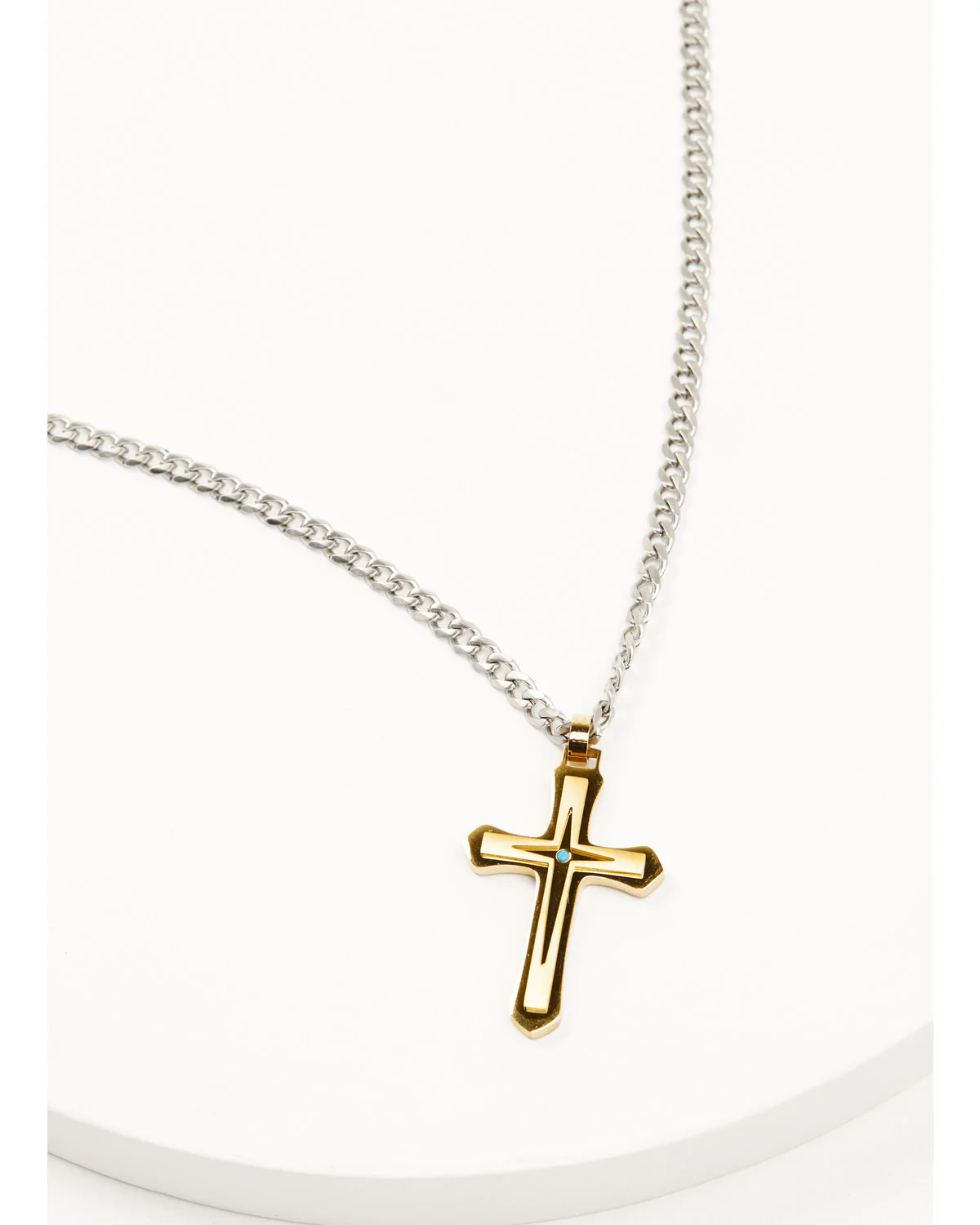 Cody James Men's Gold Cross Turquoise Inlay Necklace - Image 2