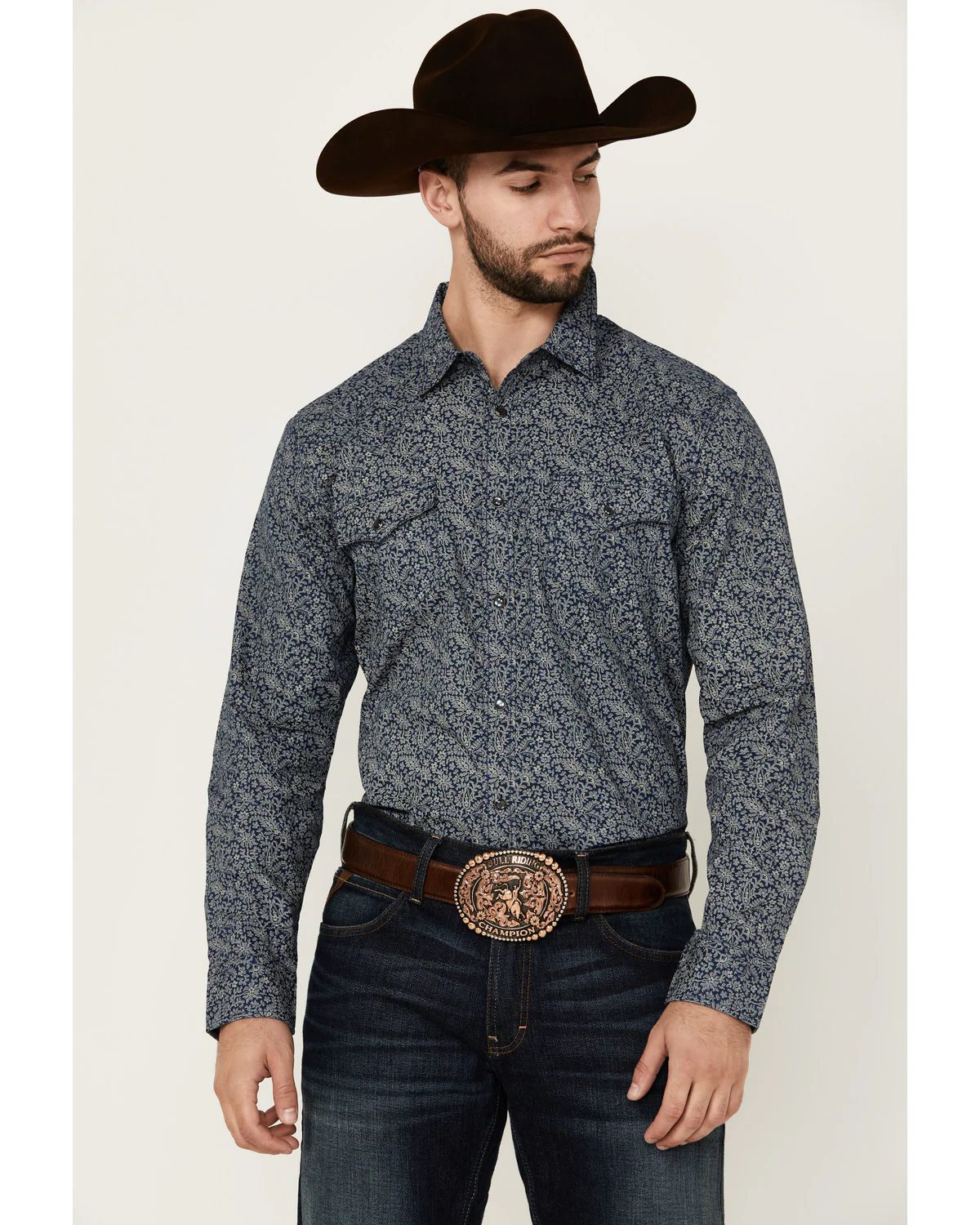 Cody James Men's Grande Floral Print Long Sleeve Pearl Snap Western Shirt