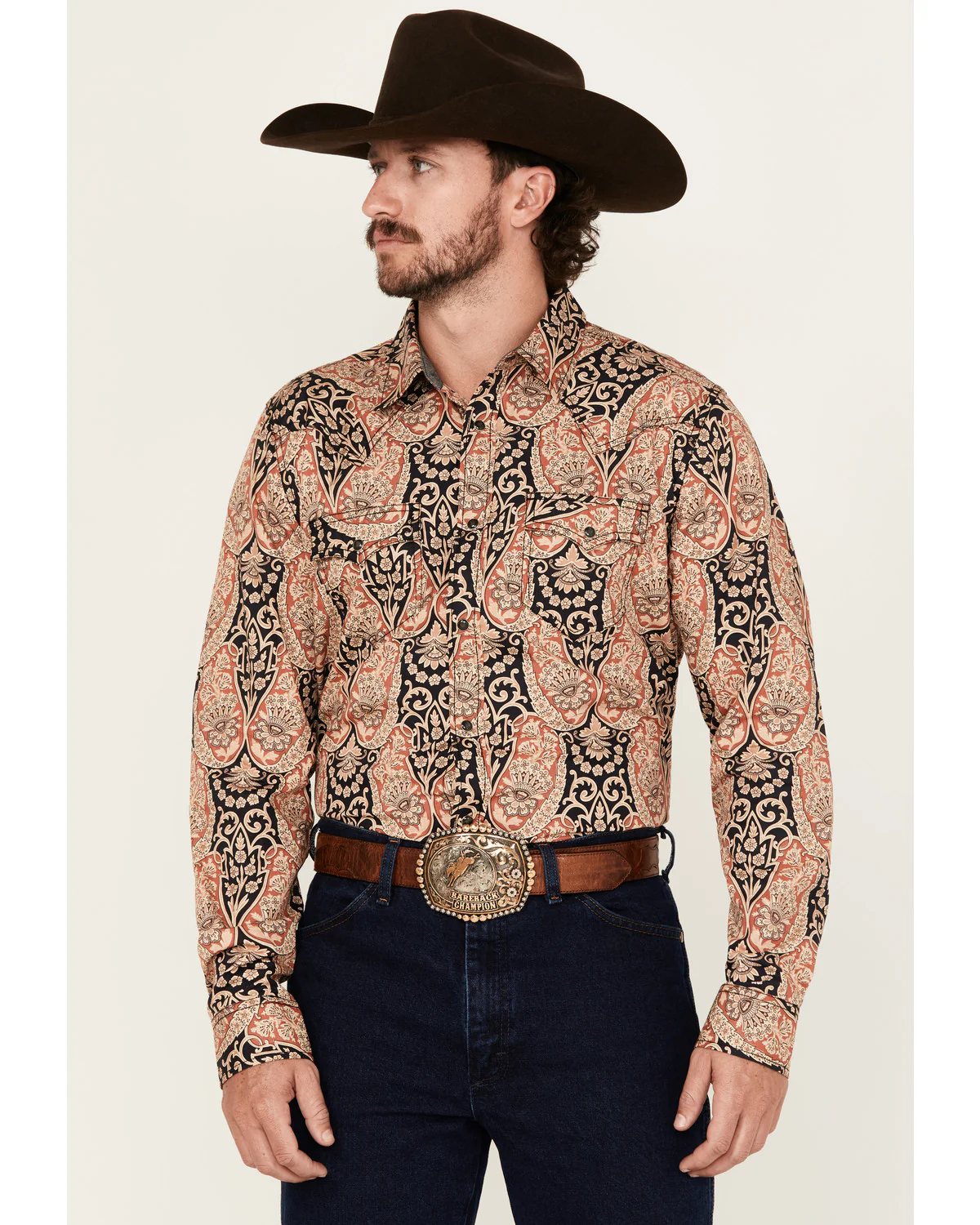 Cody James Men's Graysill Medallion Print Long Sleeve Snap Western Shirt