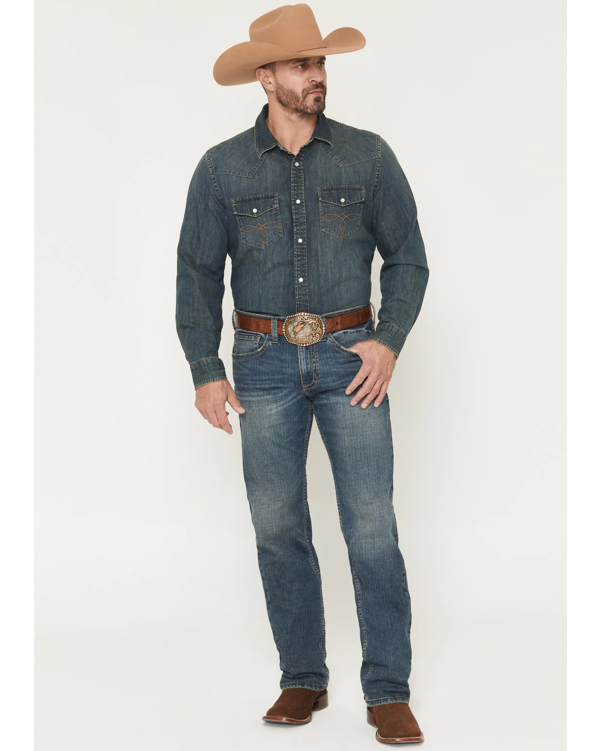 Cody James Men's Grullo Wash Wyatt Slim Bootcut Stretch Denim Jeans