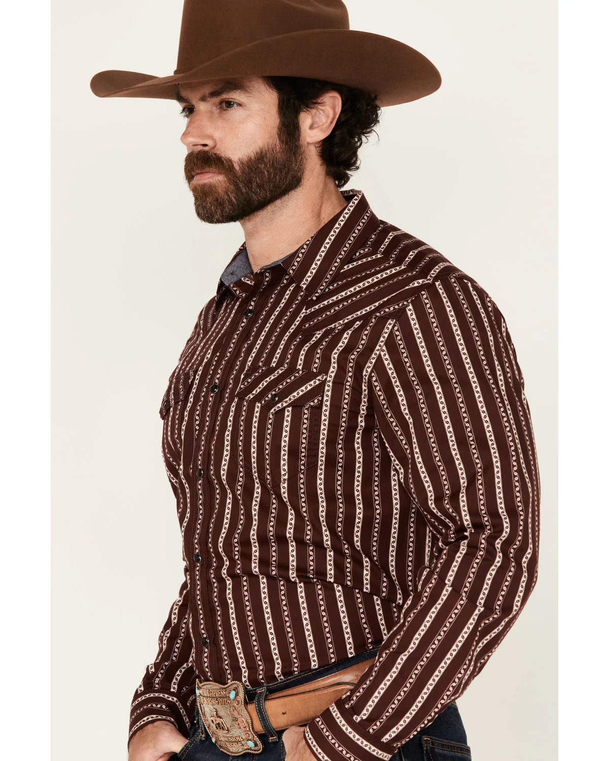 Cody James Men's Hansen Vertical Striped Wallpaper Print Long Sleeve Snap Western Shirt - Image 2