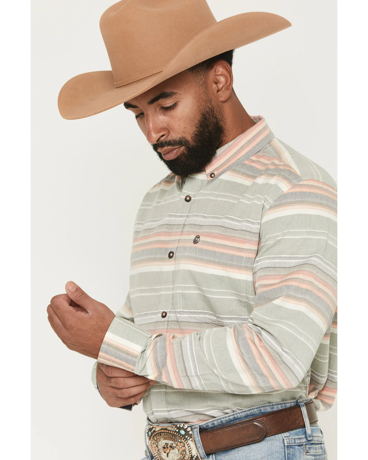 Cody James Men's Harlan Striped Print Long Sleeve Button-Down Western Shirt - Image 2