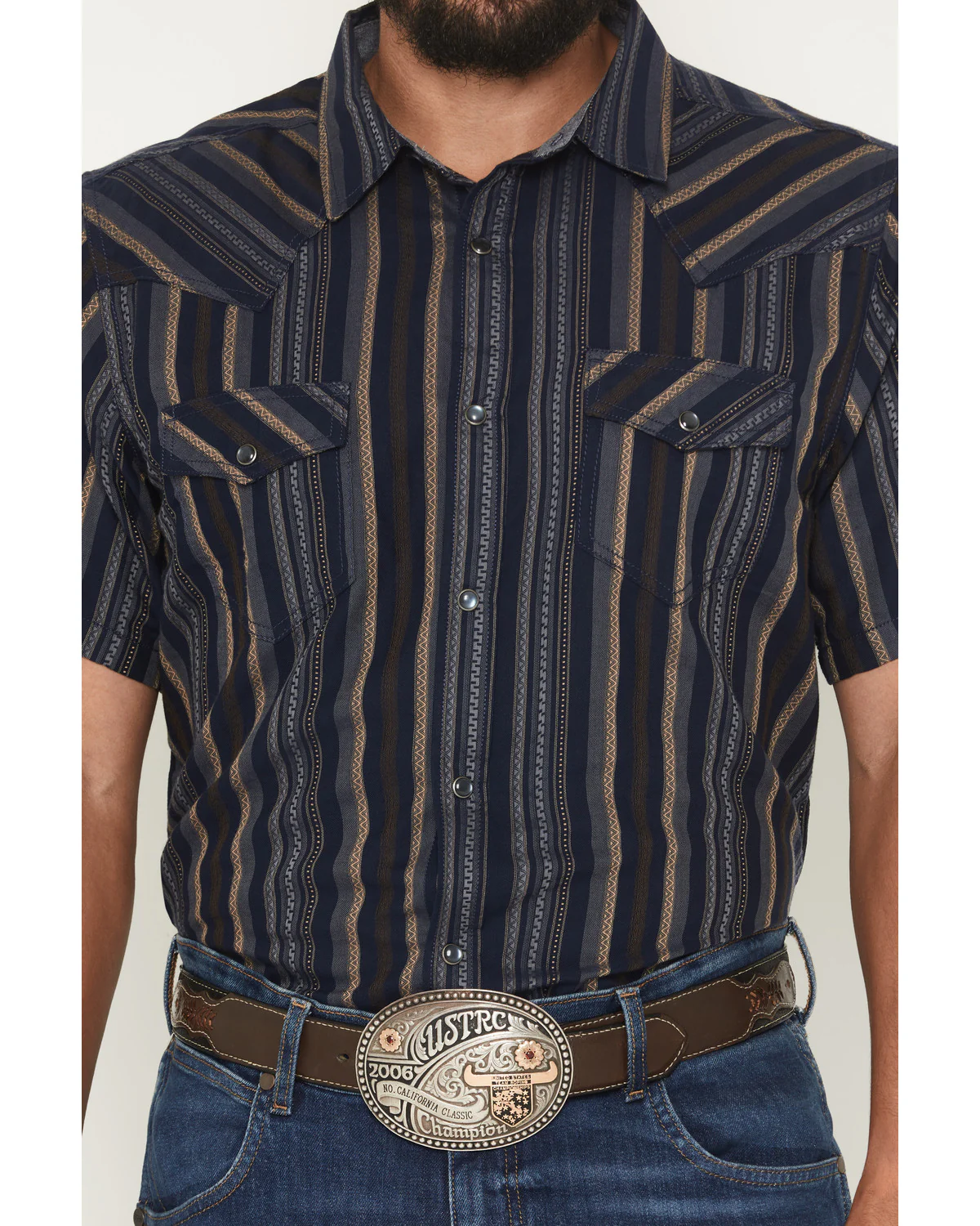 Cody James Men's Highland Rim Striped Print Short Sleeve Snap Western Shirt - Big - Image 3