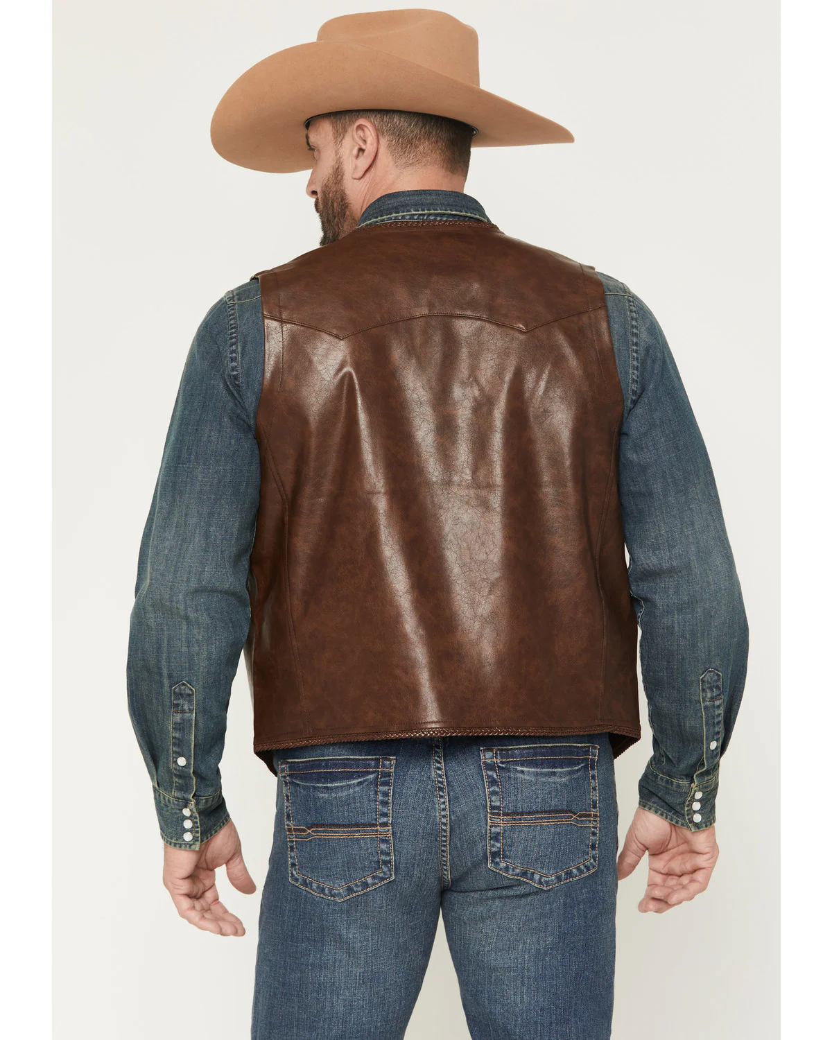 Cody James Men's Hogan Faux Leather Braided Hem Vest - Image 4