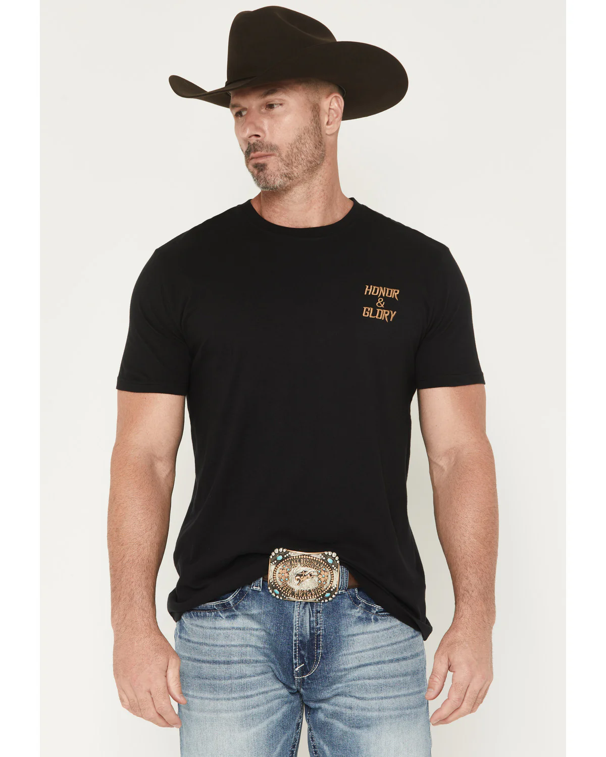 Cody James Men's Honor and Glory Eagle Embroidered Short Sleeve Graphic T-Shirt - Image 2