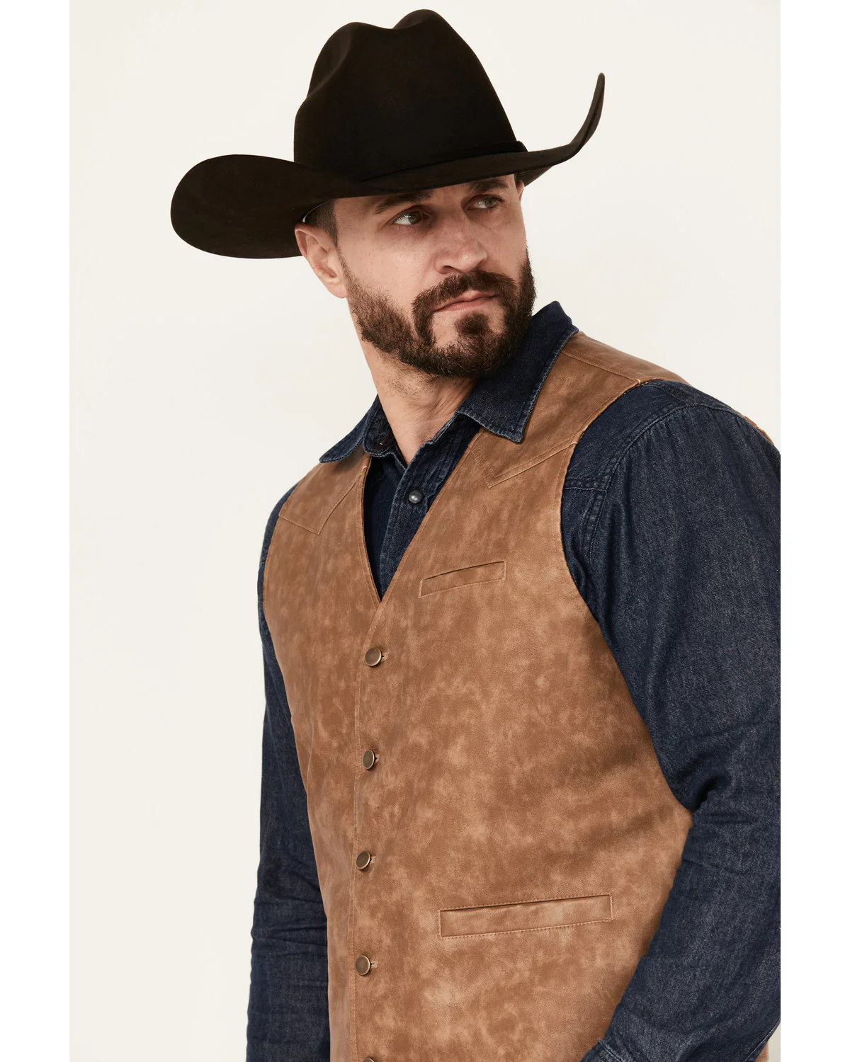 Cody James Men's Hoof Print Faux Leather Vest - Image 2