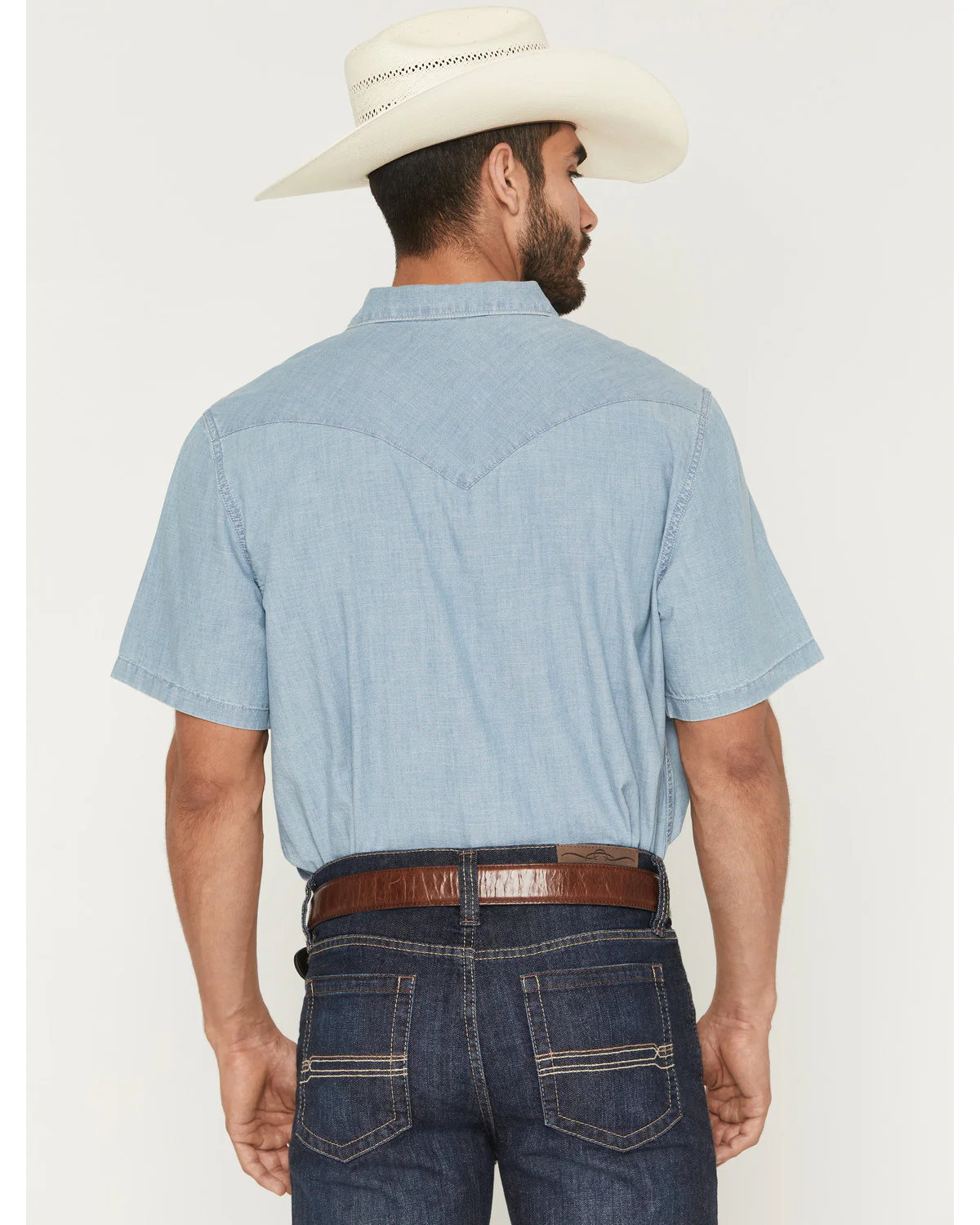 Cody James Men's Horizon Chambray Light Wash Short Sleeve Snap Western Shirt - Image 4