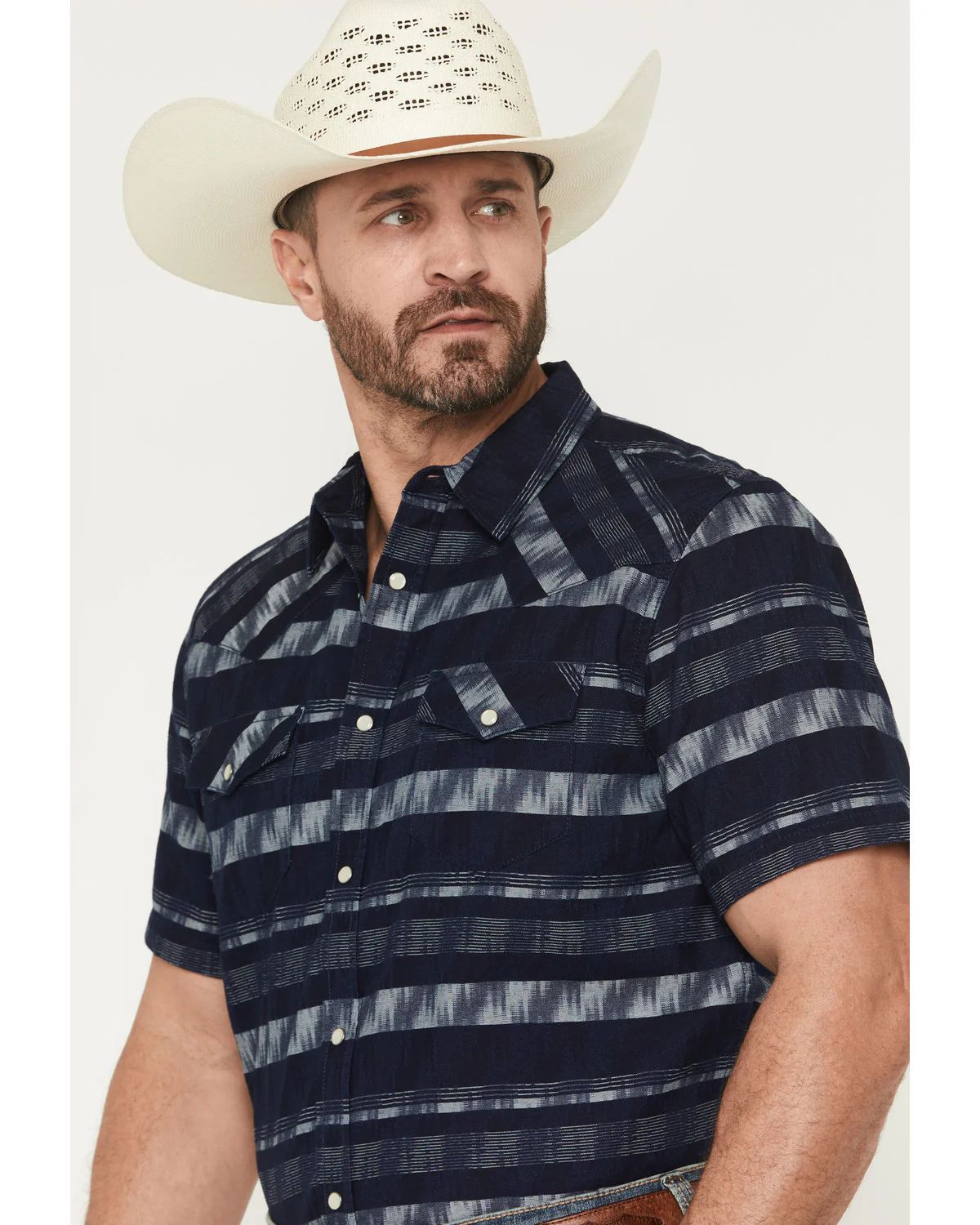 Cody James Men's Ikat Striped Short Sleeve Pearl Snap Western Shirt - Image 2