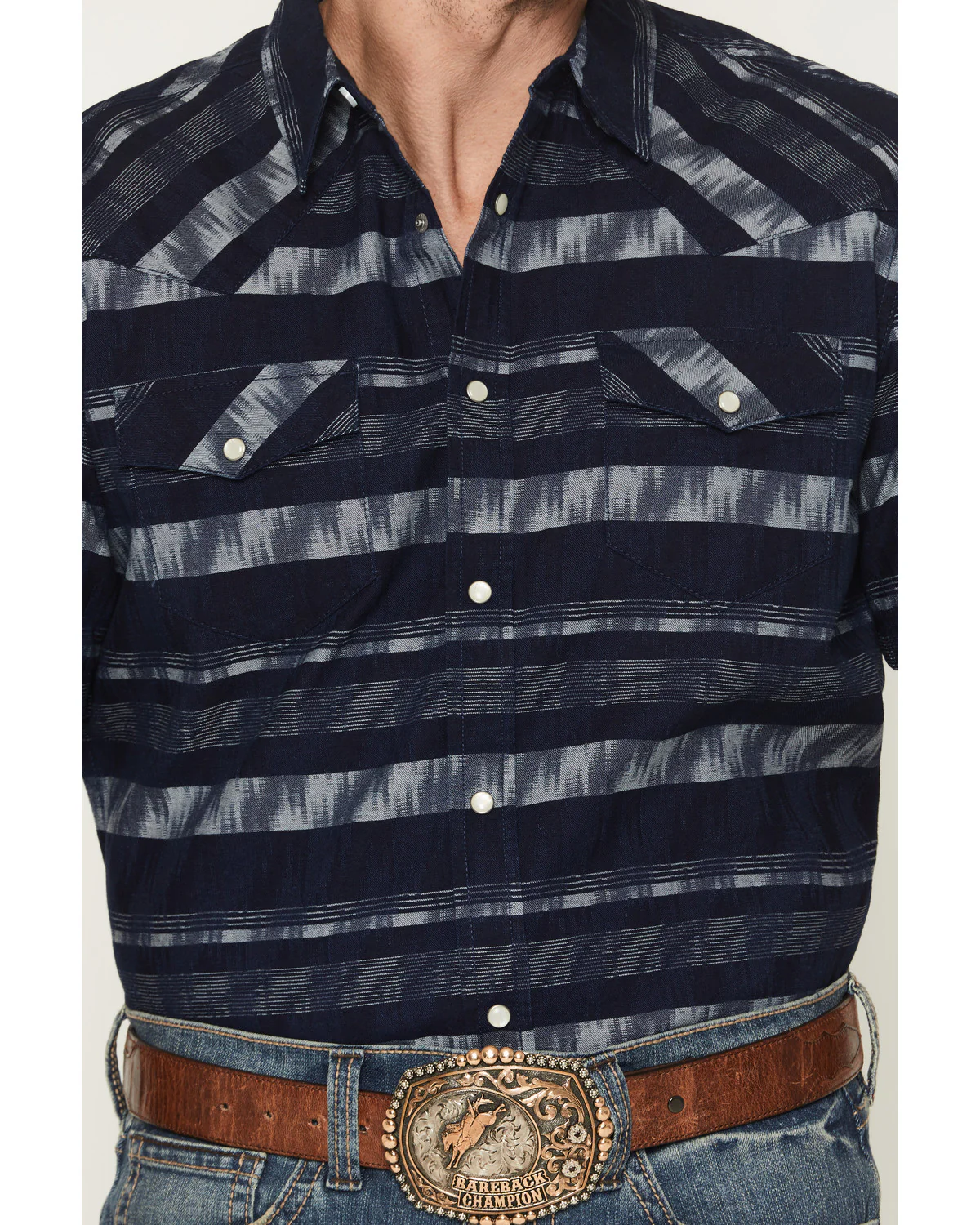 Cody James Men's Ikat Striped Short Sleeve Pearl Snap Western Shirt - Image 3