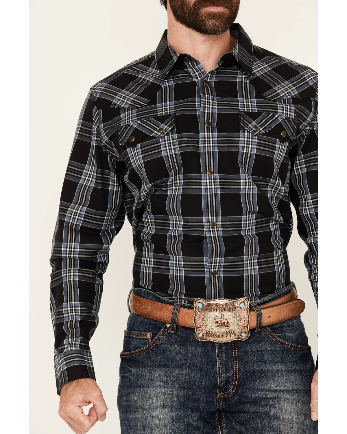 Cody James Men's Irving Plaid Print Long Sleeve Snap Western Shirt - Image 3