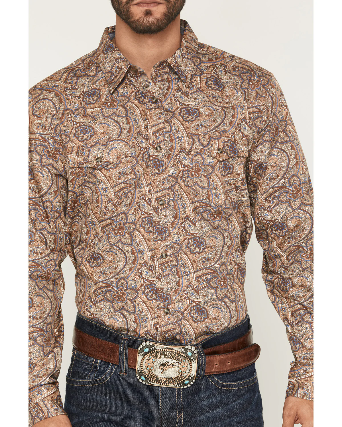 Cody James Men's Jensen Paisley Print Long Sleeve Snap Western Shirt - Image 3