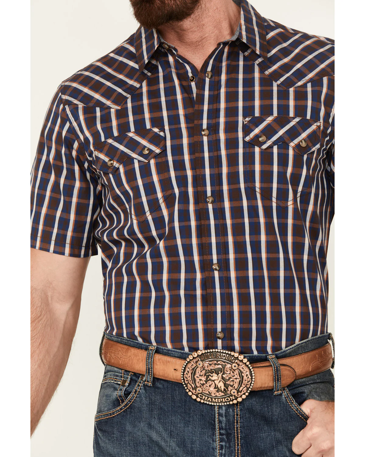 Cody James Men's Joe Plaid Print Short Sleeve Snap Western Shirt - Image 3