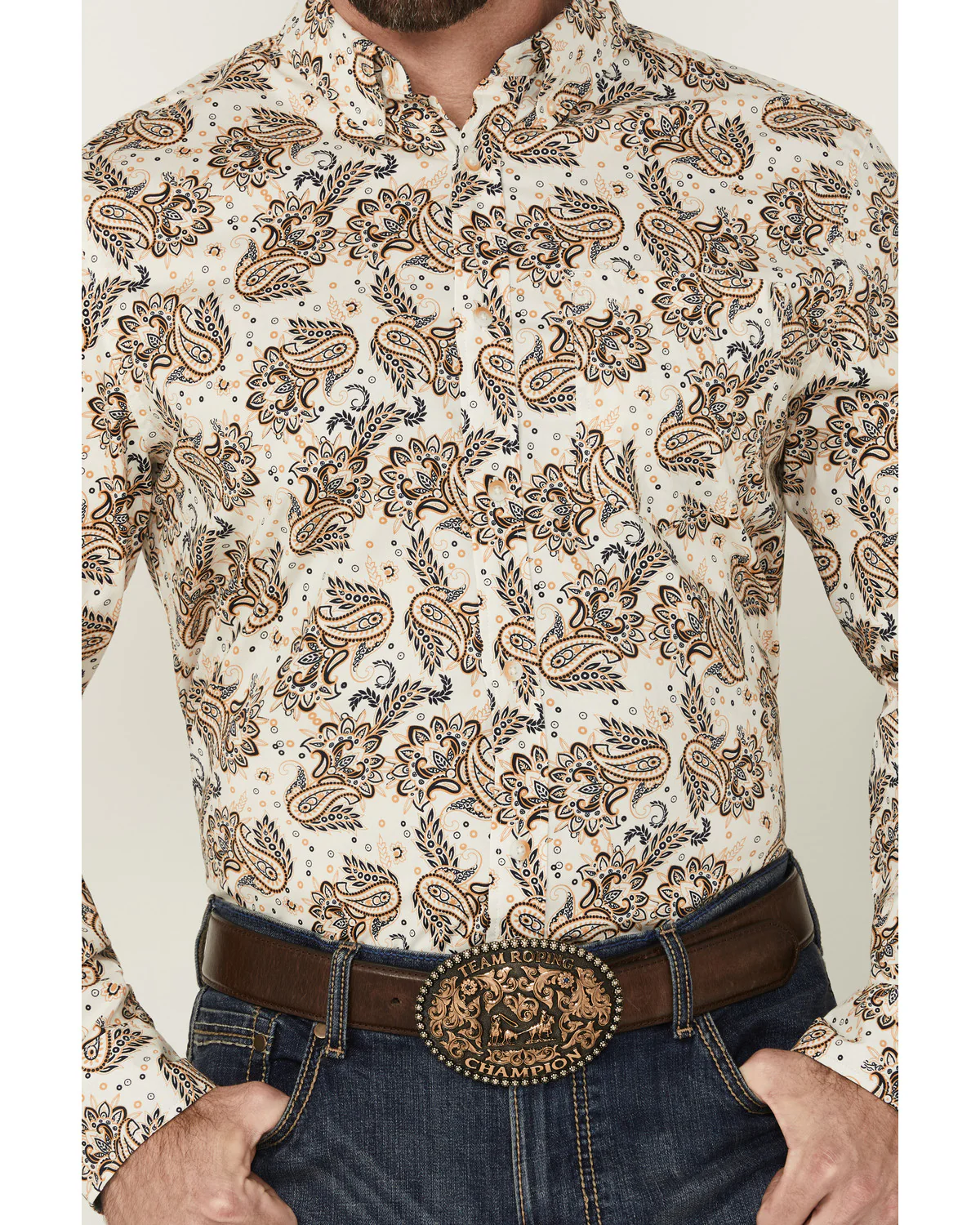 Cody James Men's Kendall Paisley Print Long Sleeve Button-Down Stretch Western Shirt - Image 3