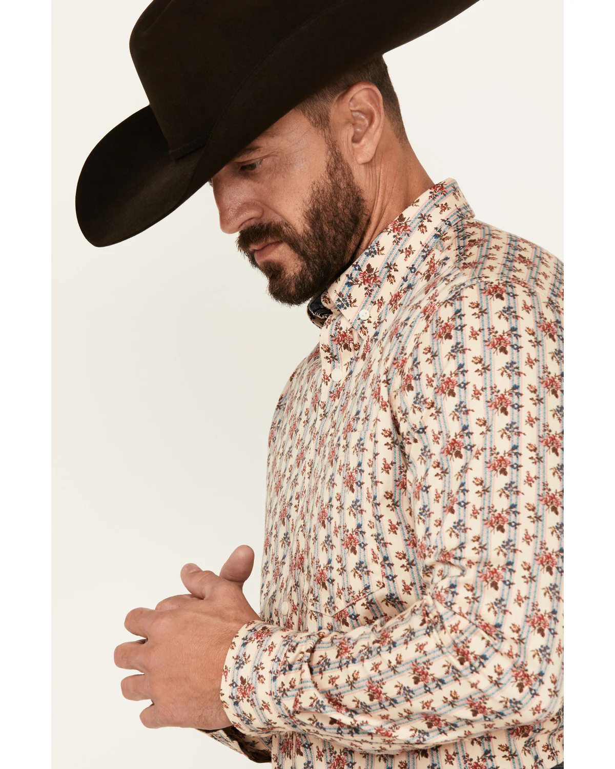 Cody James Men's Kenton Floral Striped Long Sleeve Button-Down Stretch Western Shirt - Image 2