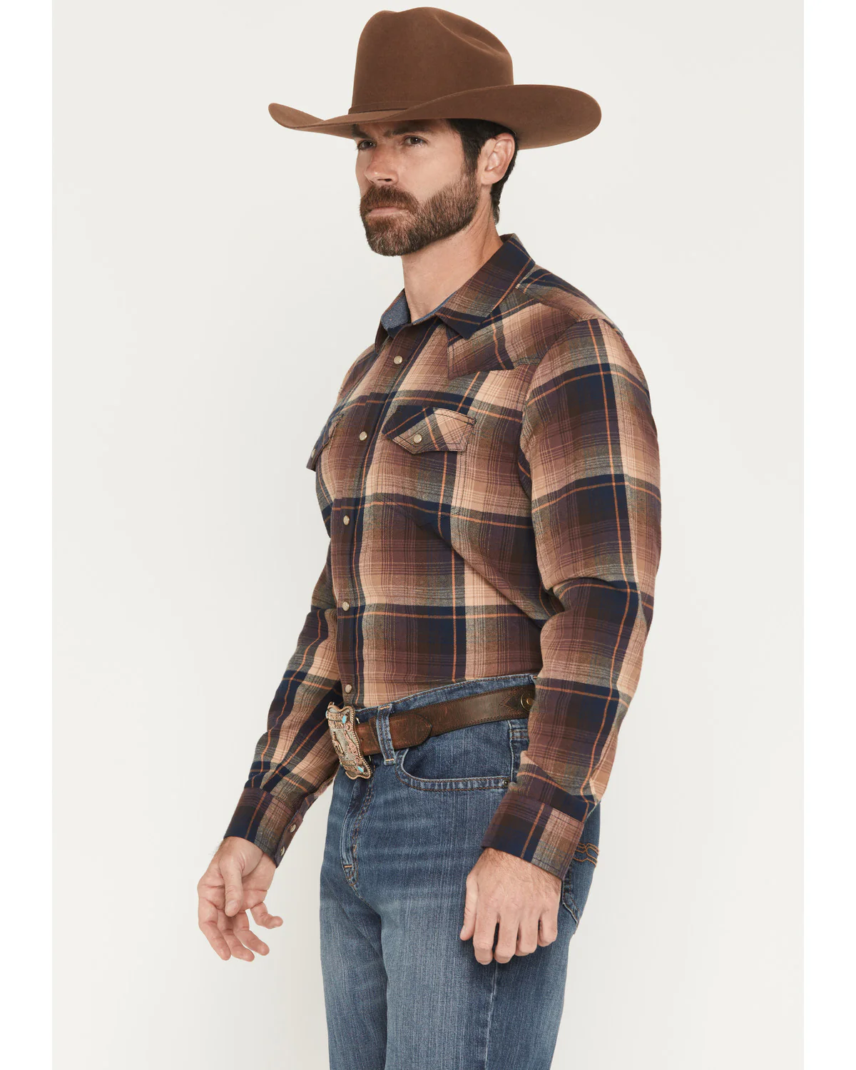 Cody James Men's Label Plaid Print Long Sleeve Snap Flannel Shirt - Image 2