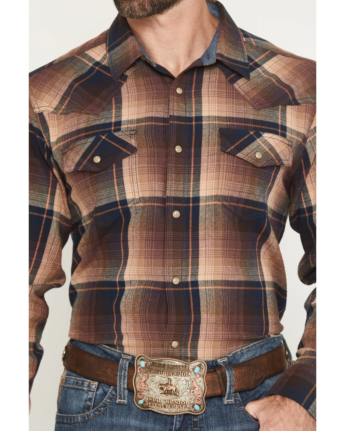 Cody James Men's Label Plaid Print Long Sleeve Snap Flannel Shirt - Image 3
