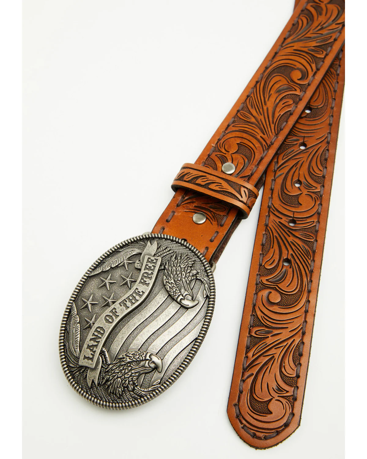Cody James Men's Land of the Free Tooled Buckle Belt - Image 2