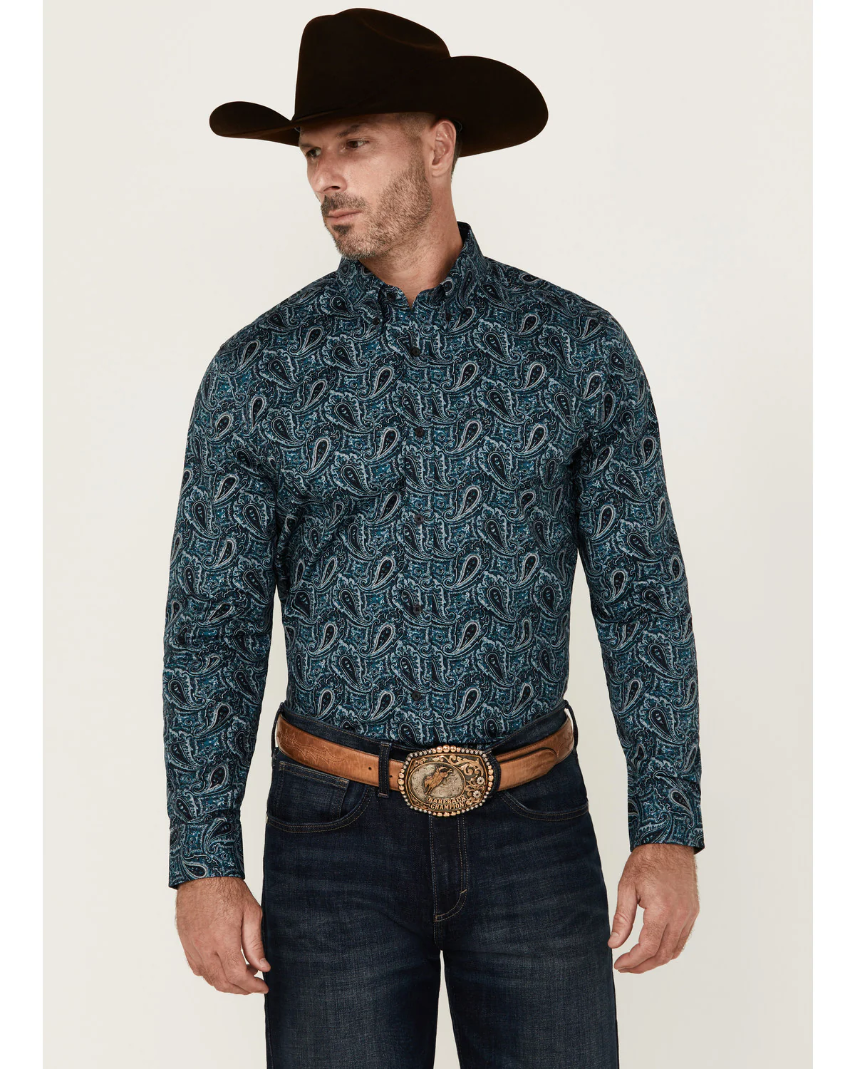 Cody James Men's Lasso Paisley Print Long Sleeve Button-Down Stretch Western Shirt