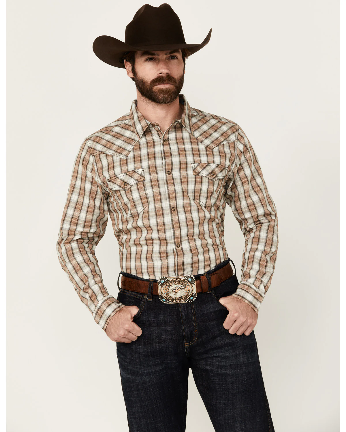 Cody James Men's Last Hurdle Plaid Print Long Sleeve Button-Down Stretch Western Shirt - Image 2