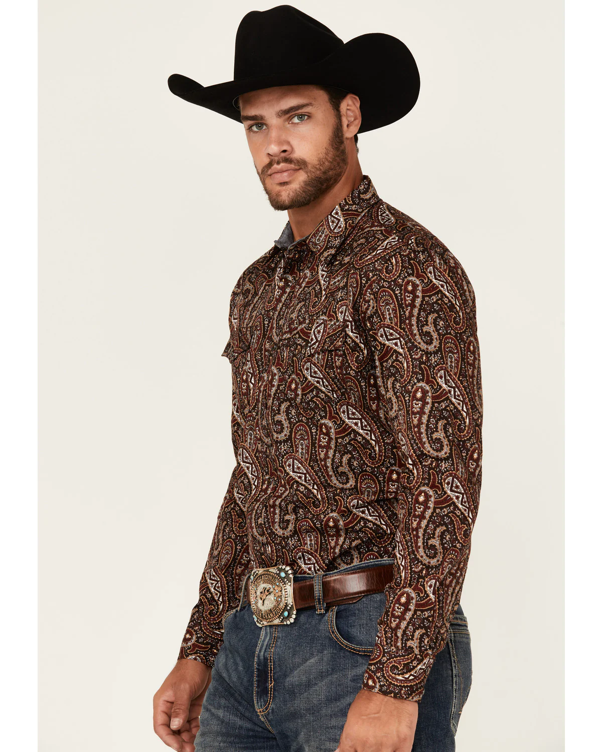 Cody James Men's Leo Paisley Print Long Sleeve Snap Western Shirt - Image 2