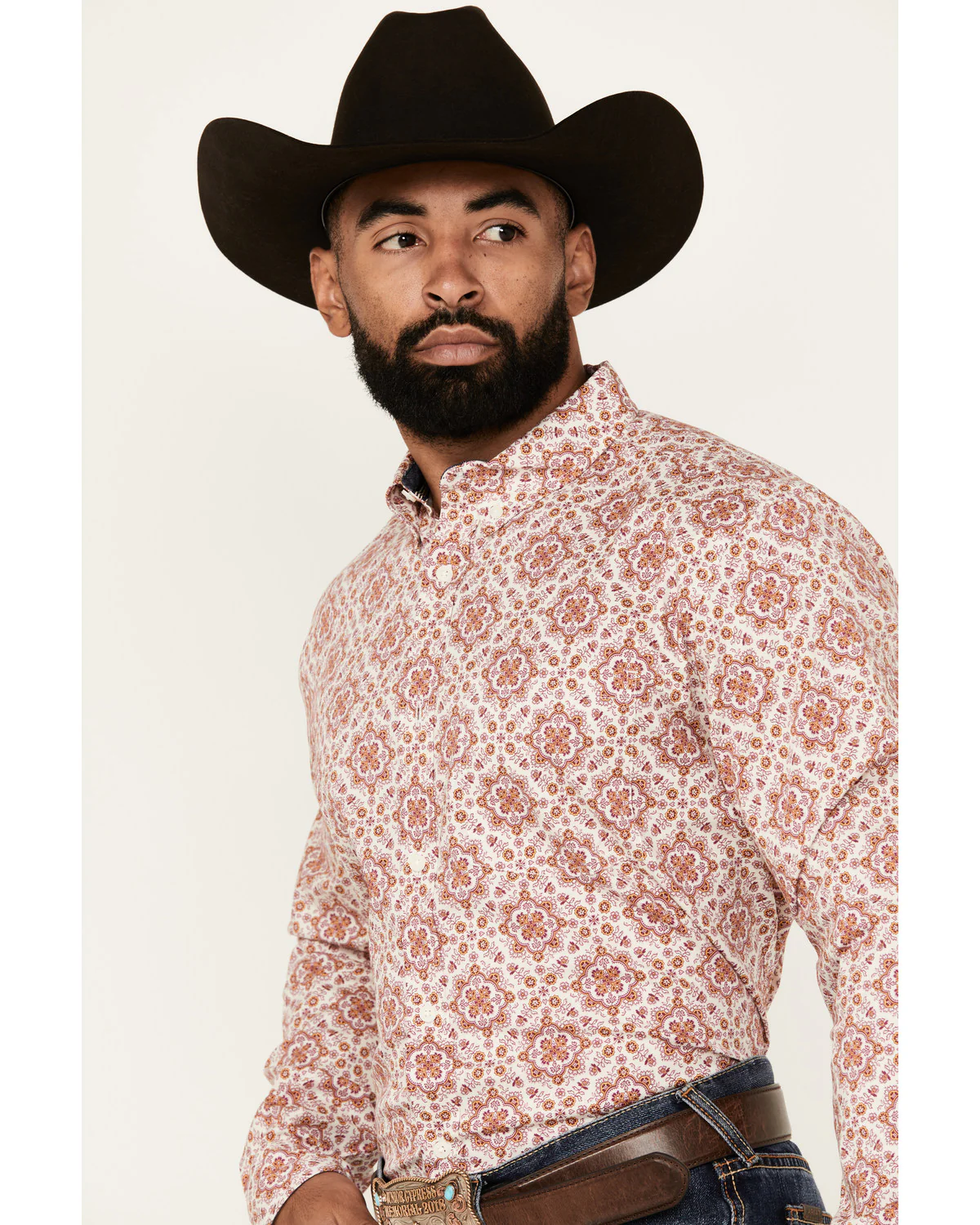 Cody James Men's Lucky One Medallion Print Long Sleeve Button-Down Stretch Western Shirt - Image 2