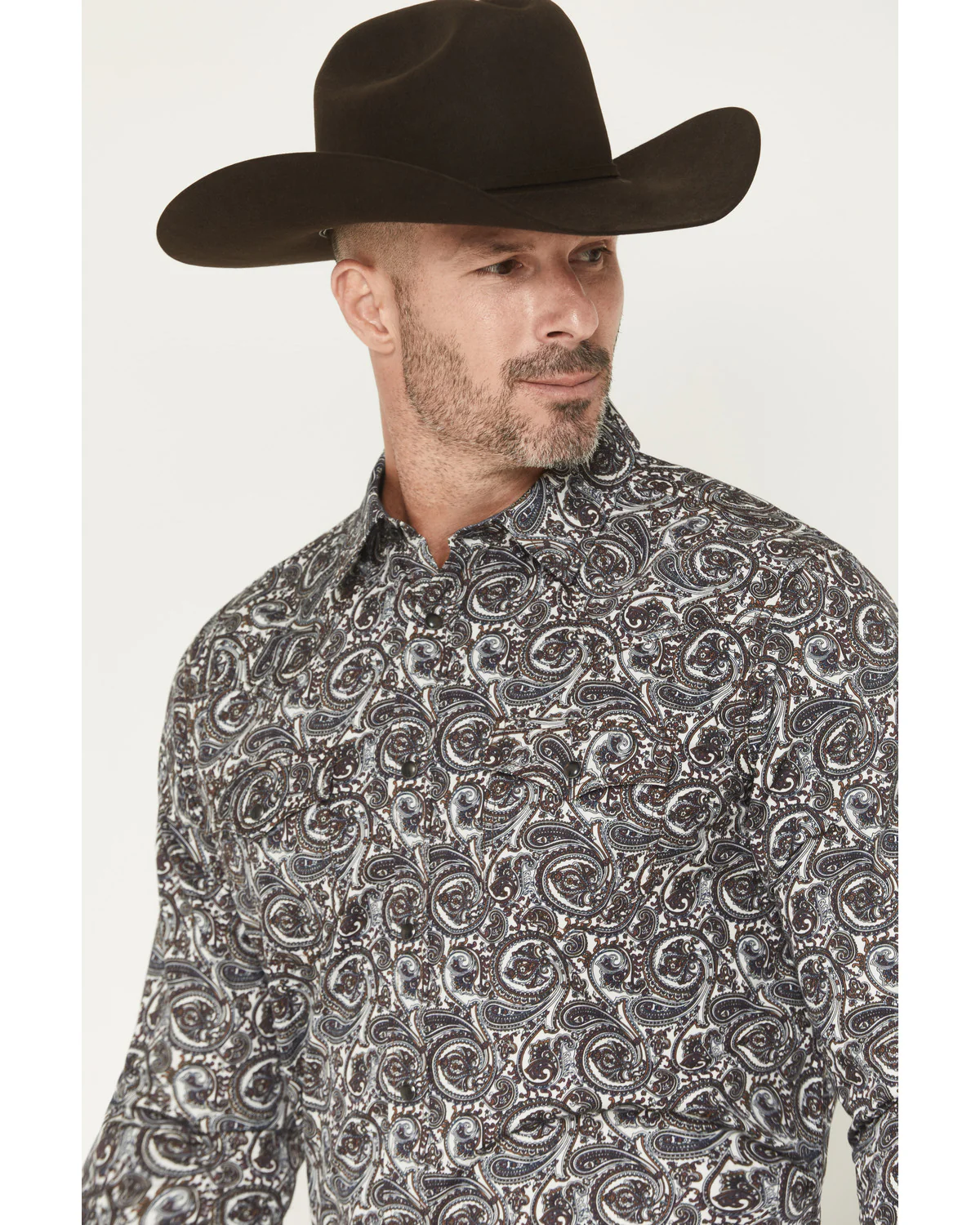 Cody James Men's Mountain Ranger Paisley Print Long Sleeve Snap Western Shirt - Image 2
