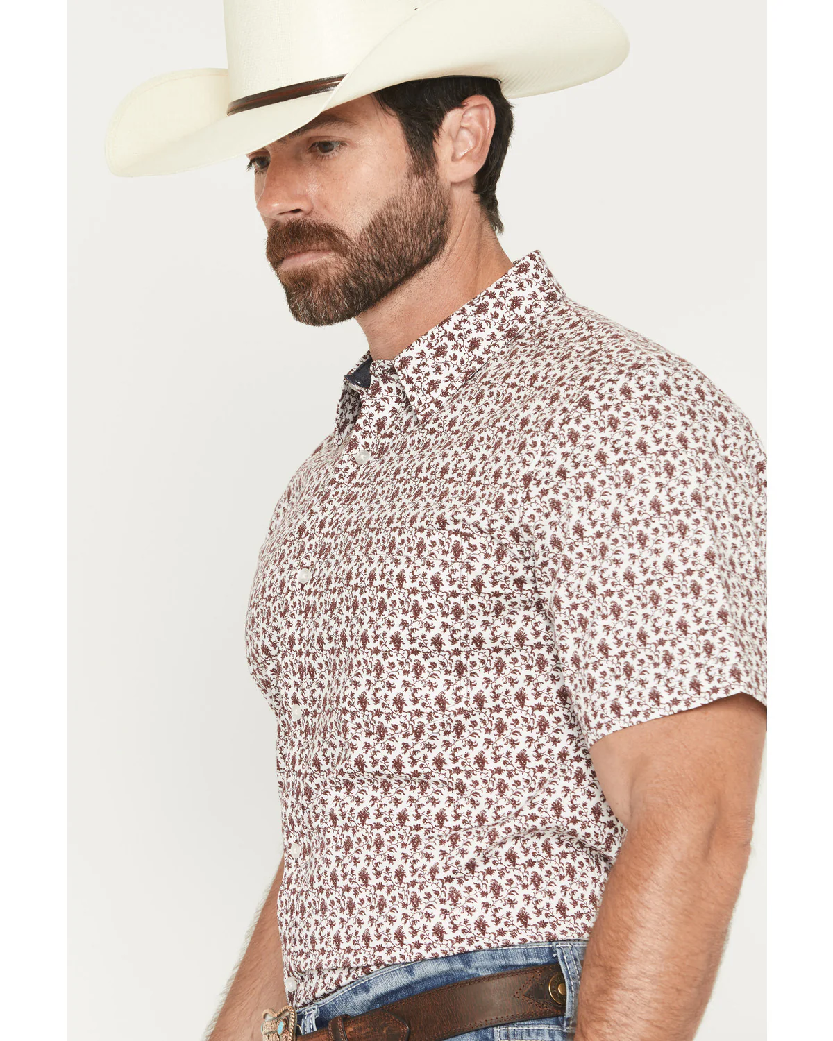 Cody James Men's Neon Moon Floral Print Short Sleeve Button-Down Stretch Western Shirt - Image 2