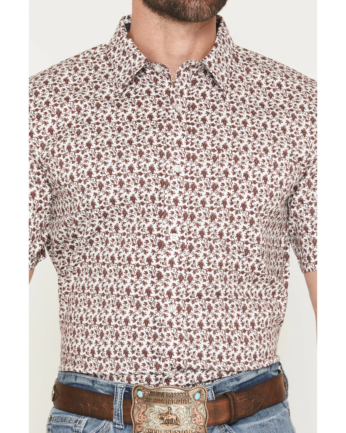 Cody James Men's Neon Moon Floral Print Short Sleeve Button-Down Stretch Western Shirt - Image 3