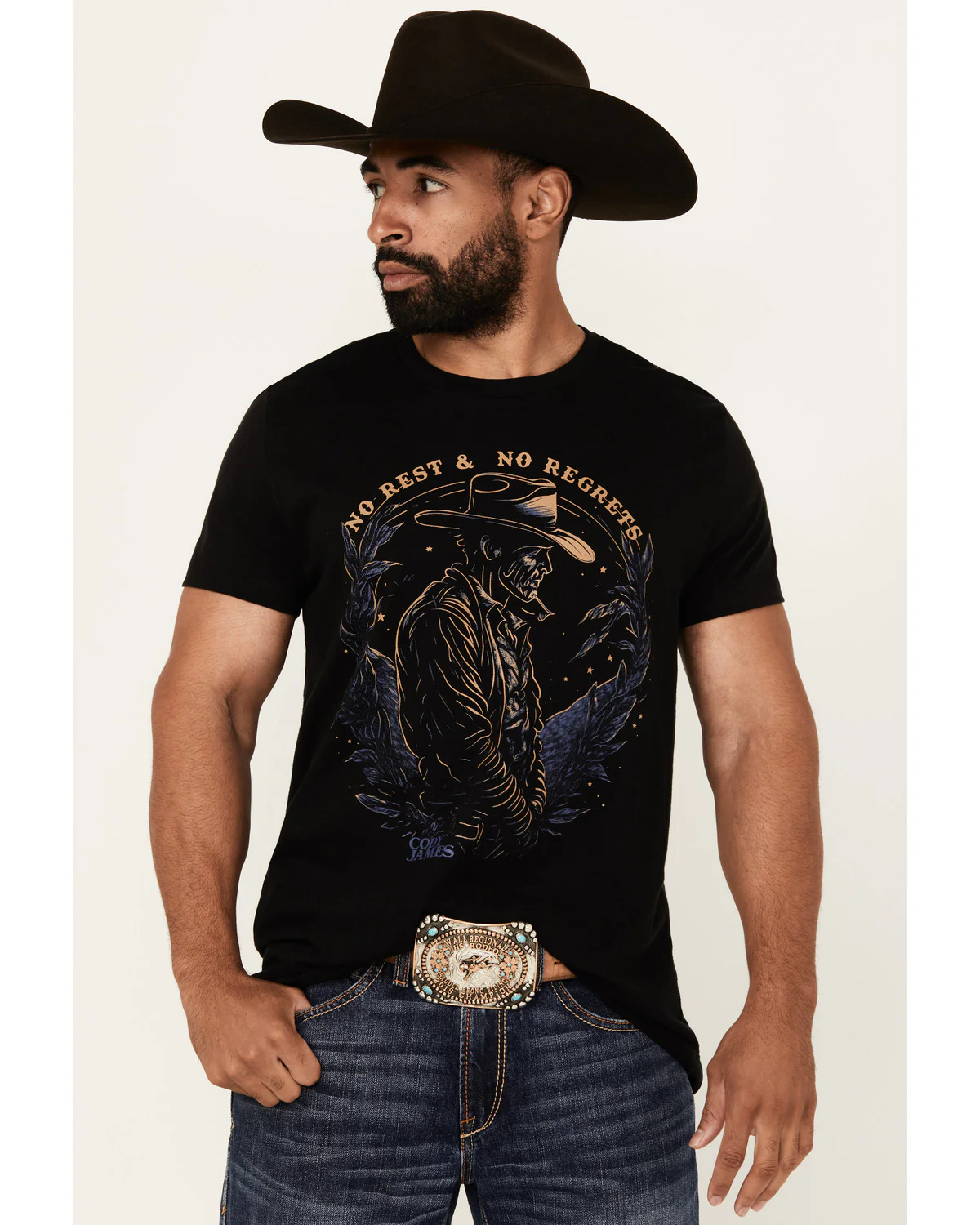 Cody James Men's No Regrets Cowboy Short Sleeve Graphic T-Shirt - Image 3