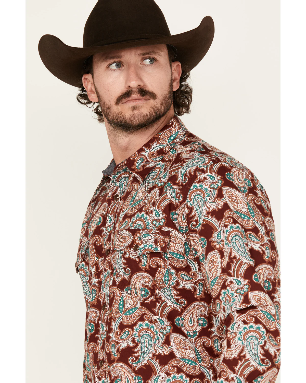 Cody James Men's Noah Paisley Print Long Sleeve Snap Western Shirt - Image 2