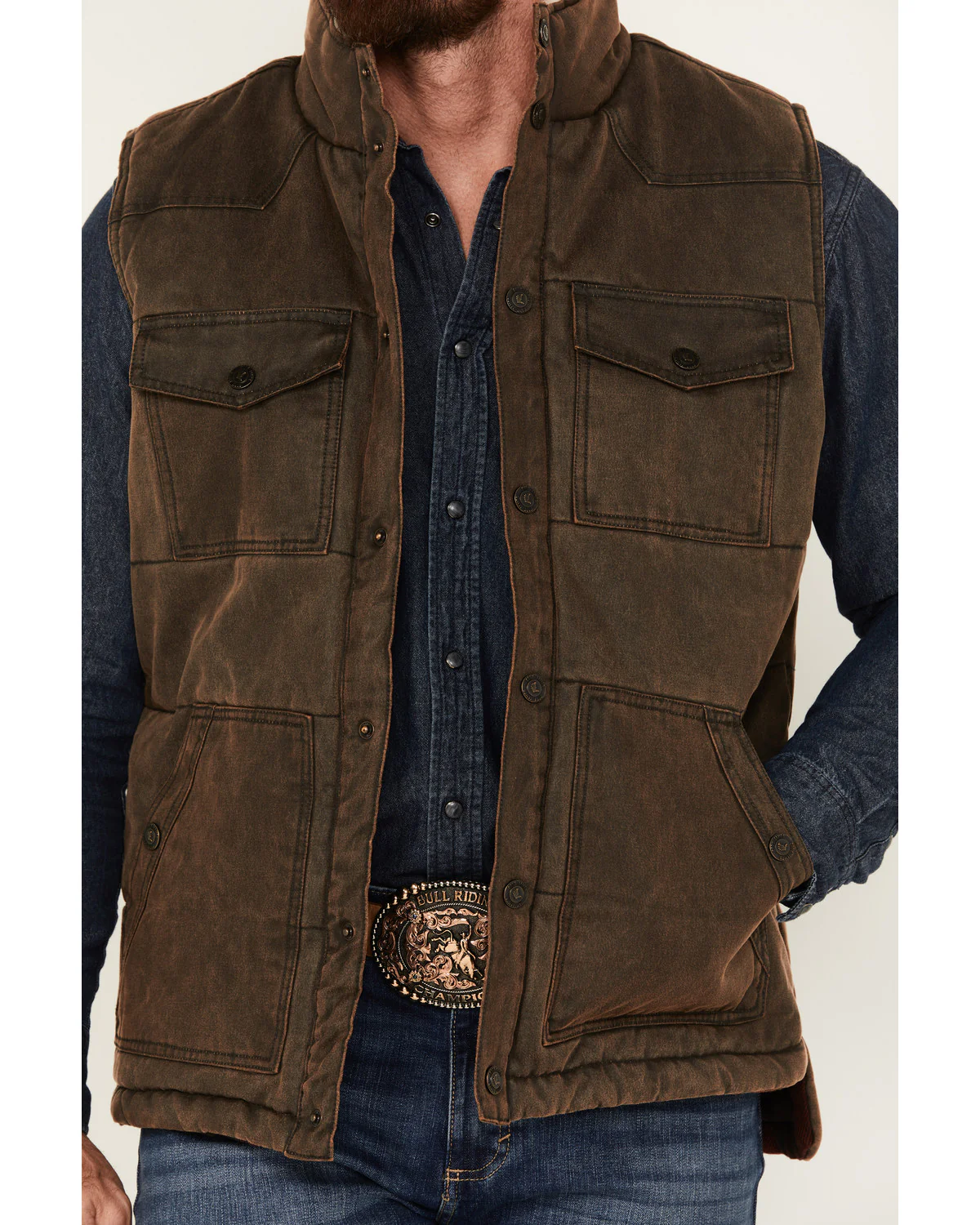Cody James Men's Oil Slick Snap Vest - Image 3