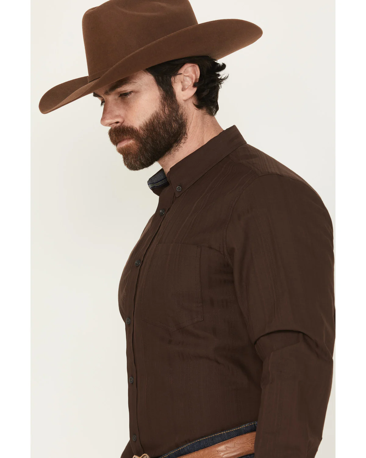 Cody James Men's Old West Tonal Striped Print Long Sleeve Button-Down Western Shirt - Image 2