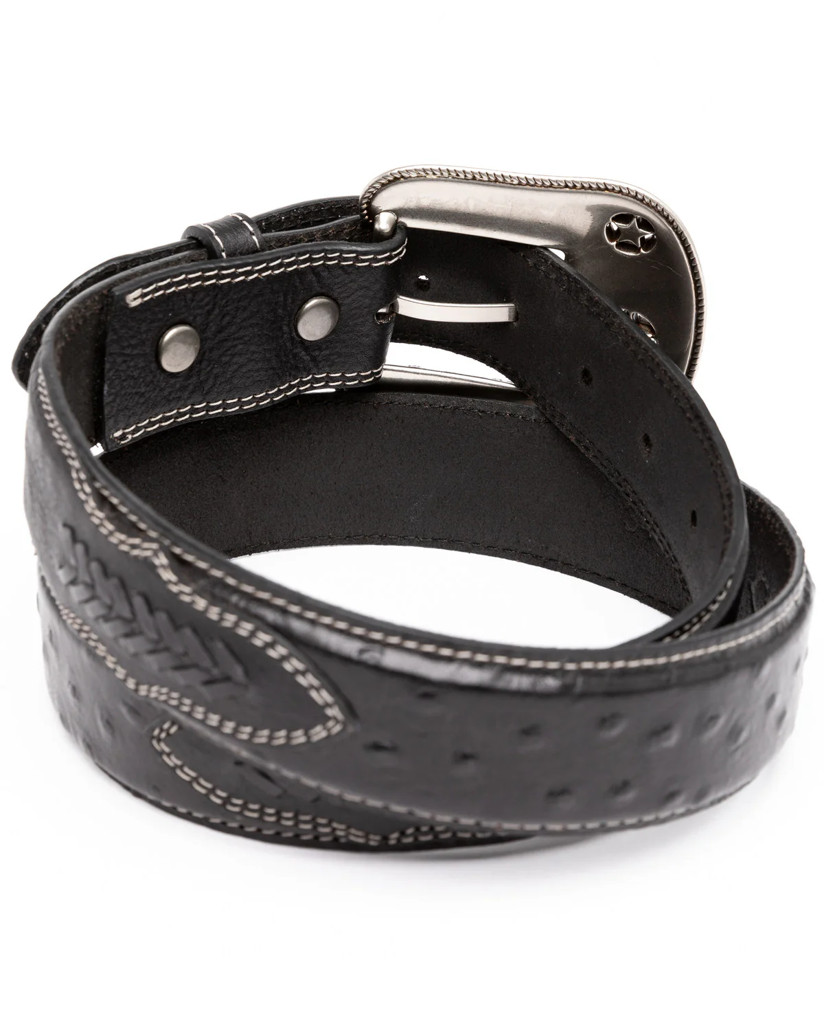 Cody James Men's Ostrich Print Embroidered Western Buckle Belt - Image 2