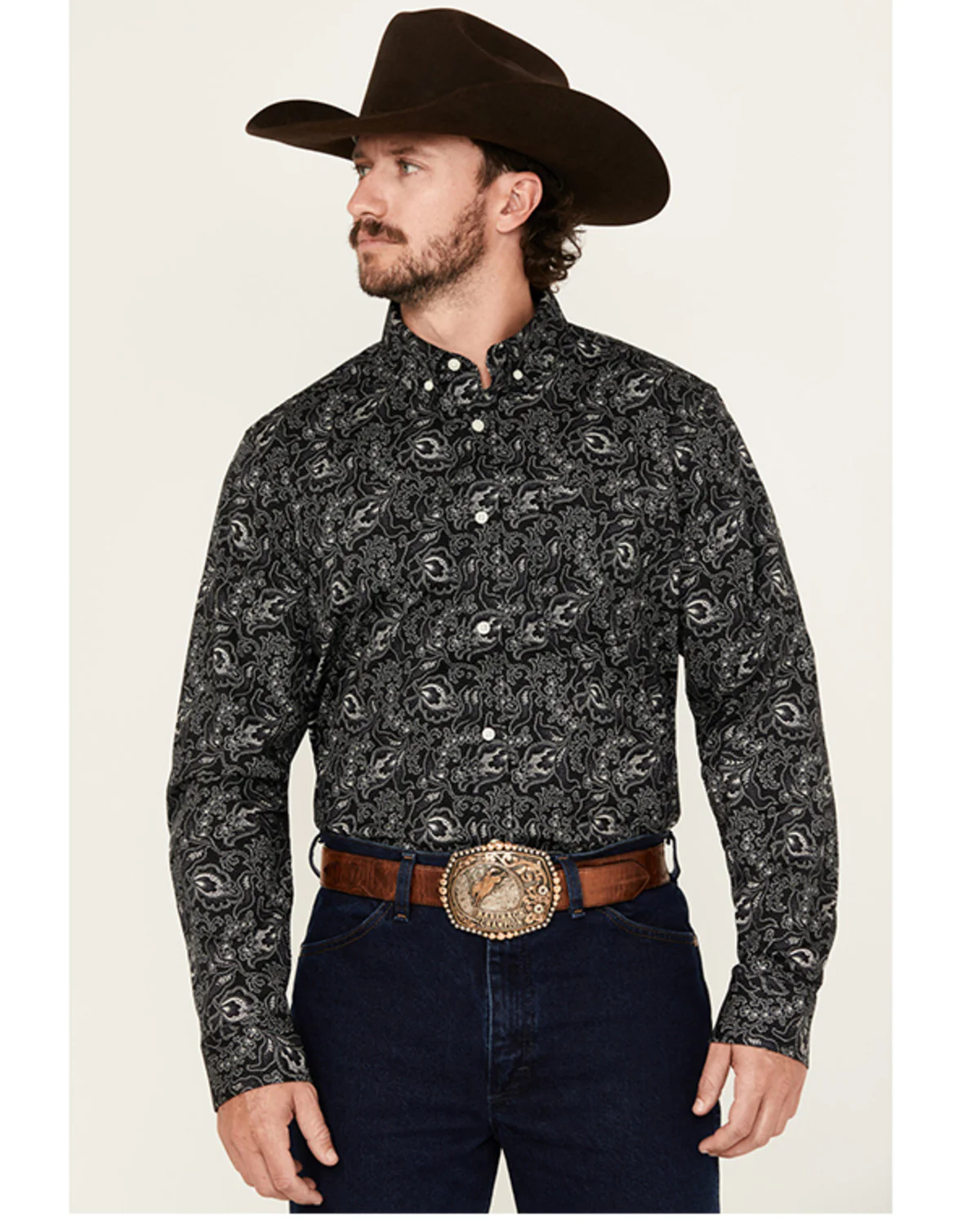 Cody James Men's Parker Paisley Print Long Sleeve Button-Down Stretch Western Shirt - Big