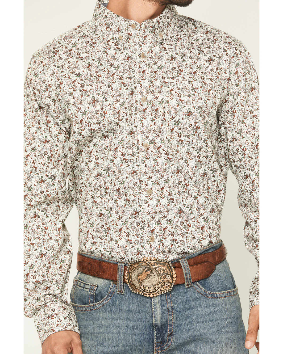 Cody James Men's Picher Floral Print Long Sleeve Button-Down Stretch Western Shirt - Image 3