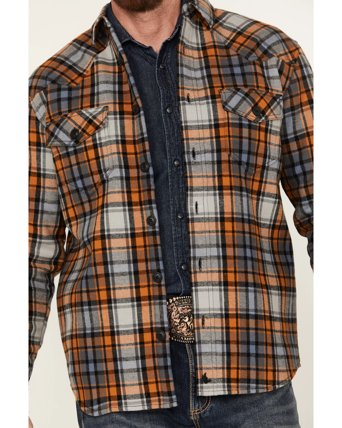 Cody James Men's Plaid Long Sleeve Button-Down Shirt Jacket - Image 3