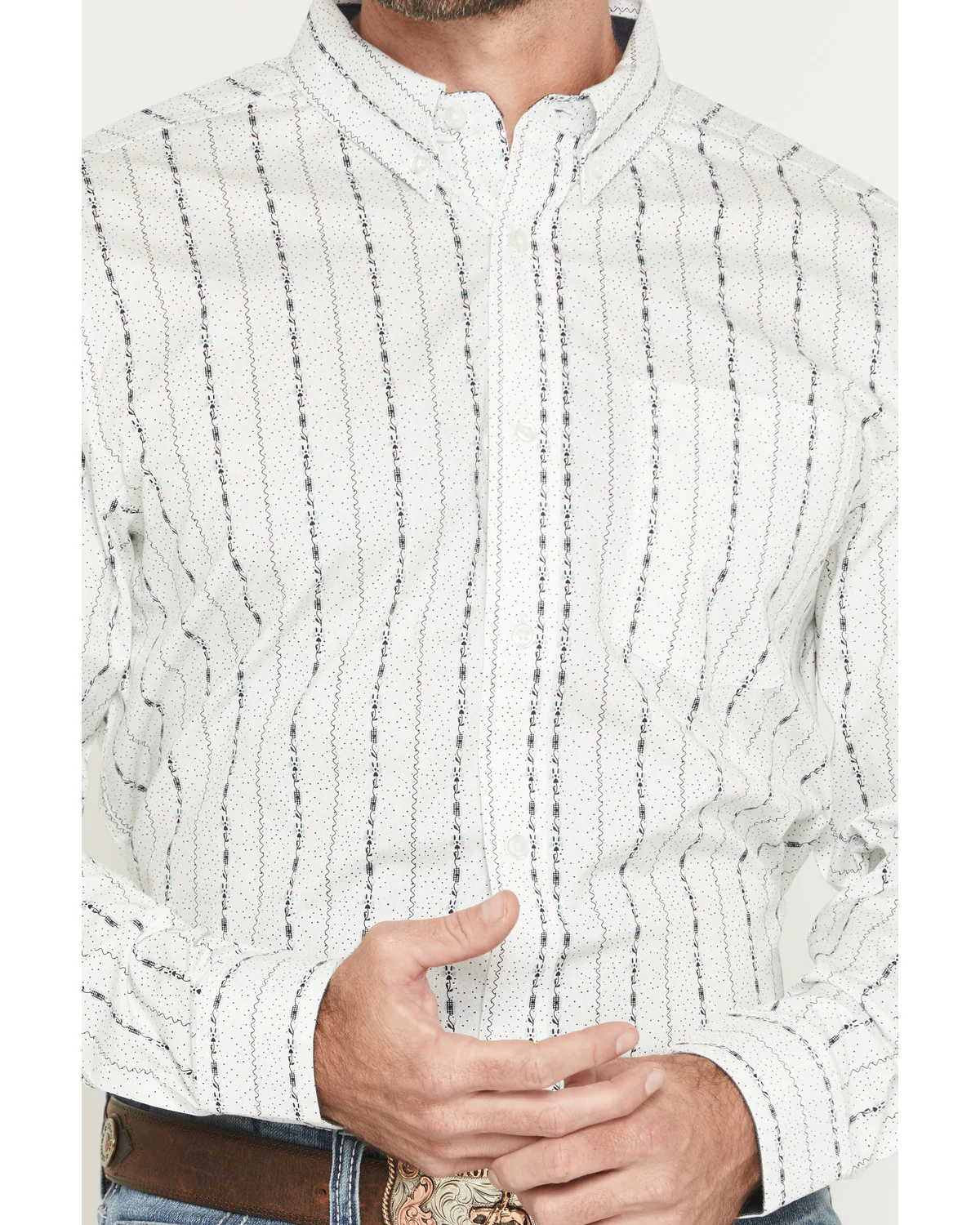 Cody James Men's Ranchers Legend Floral Stripe Print Long Sleeve Button-Down Stretch Western Shirt - Image 3