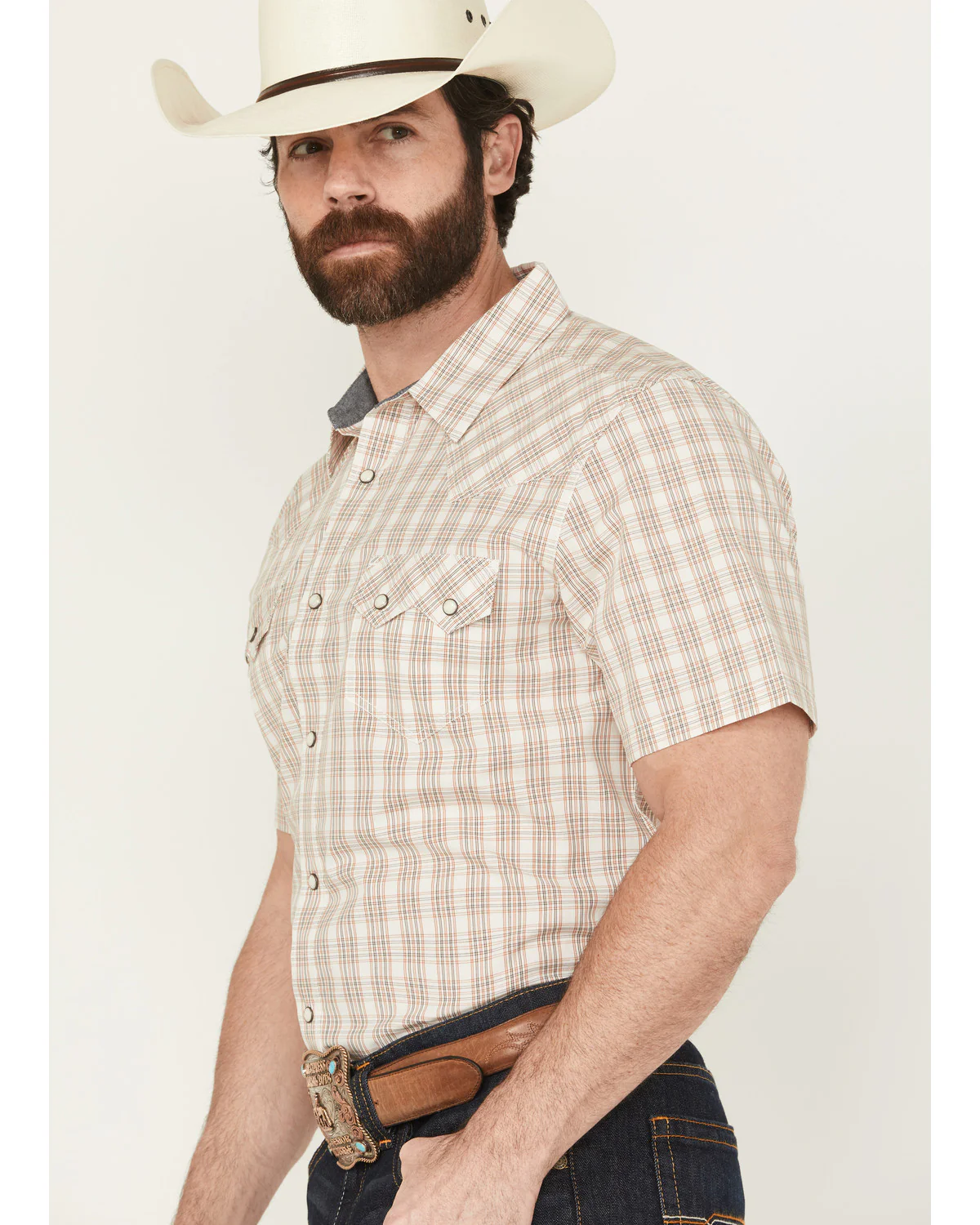 Cody James Men's Rangewear Plaid Print Short Sleeve Snap Western Shirt - Image 2