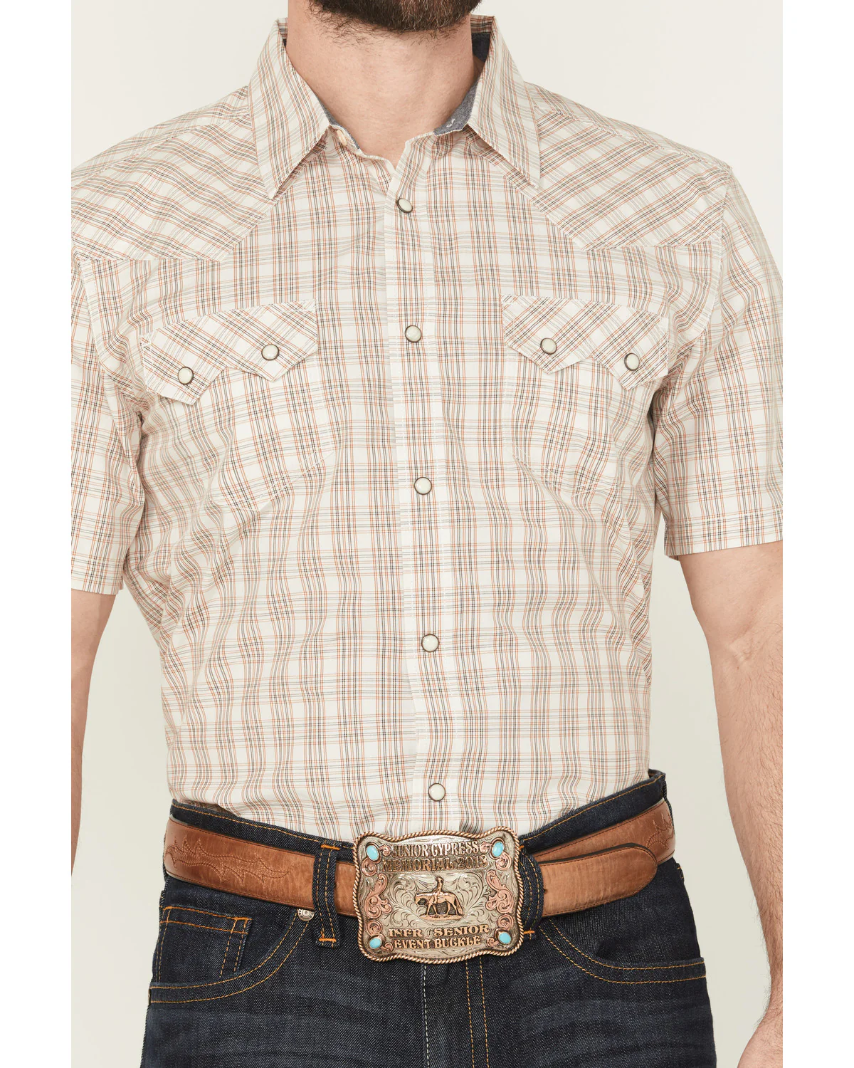 Cody James Men's Rangewear Plaid Print Short Sleeve Snap Western Shirt - Image 3
