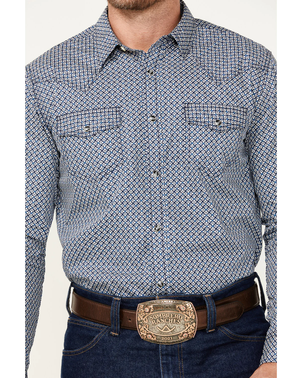 Cody James Men's Reride Geo Print Long Sleeve Snap Western Shirt - Image 3