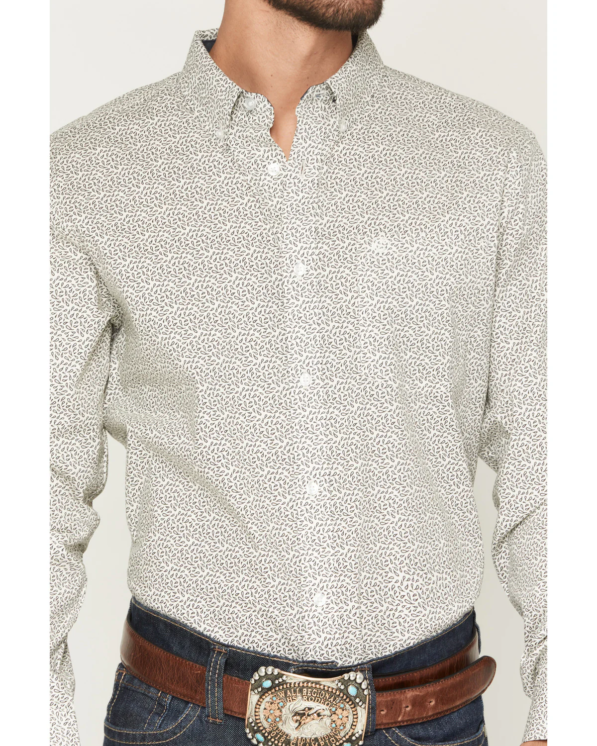 Cody James Men's Rhett Micro Paisley Print Long Sleeve Button-Down Stretch Western Shirt - Image 3