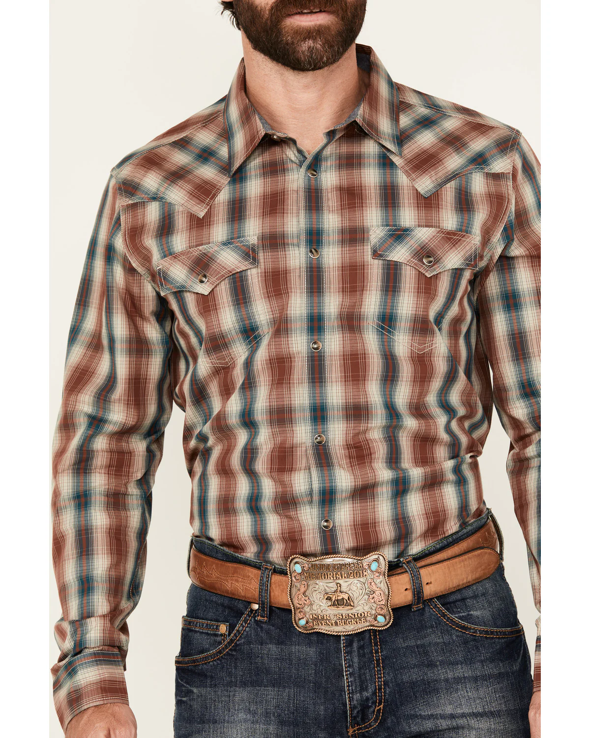 Cody James Men's Ricardo Plaid Print Long Sleeve Snap Western Shirt - Image 3
